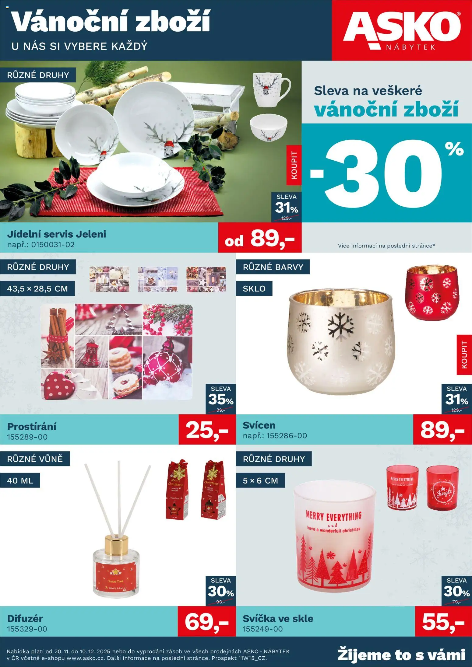 ASKO nábytek leták - Vánoce od 20.11.2025 | Strana: 1 | Produkty: Difuzér, Svíčka, Svícen, Barvy