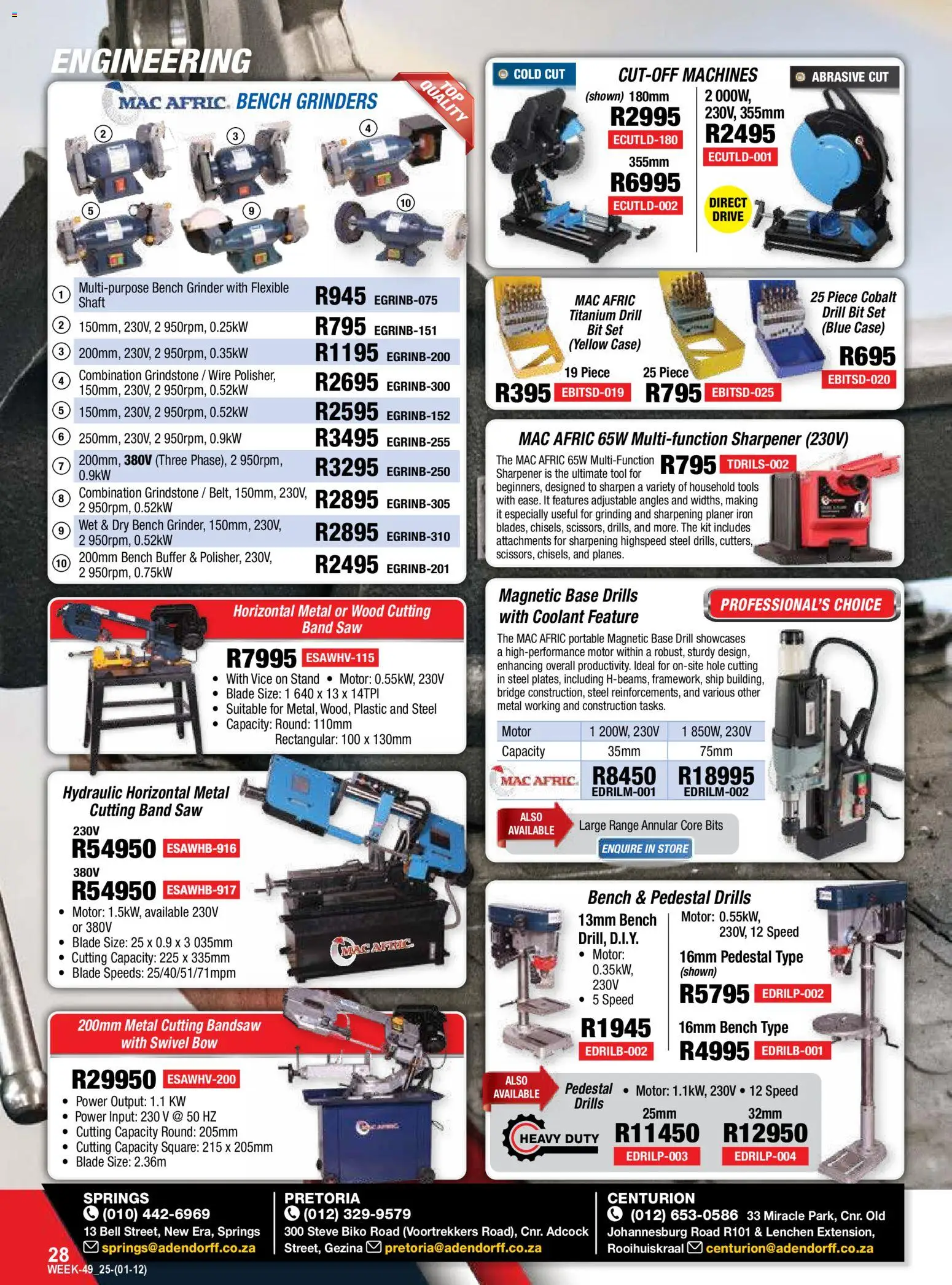New Adendorff catalogue – valid from 01.12.2025 | Page: 30 | Products: Pedestal, Case, Iron, Drill