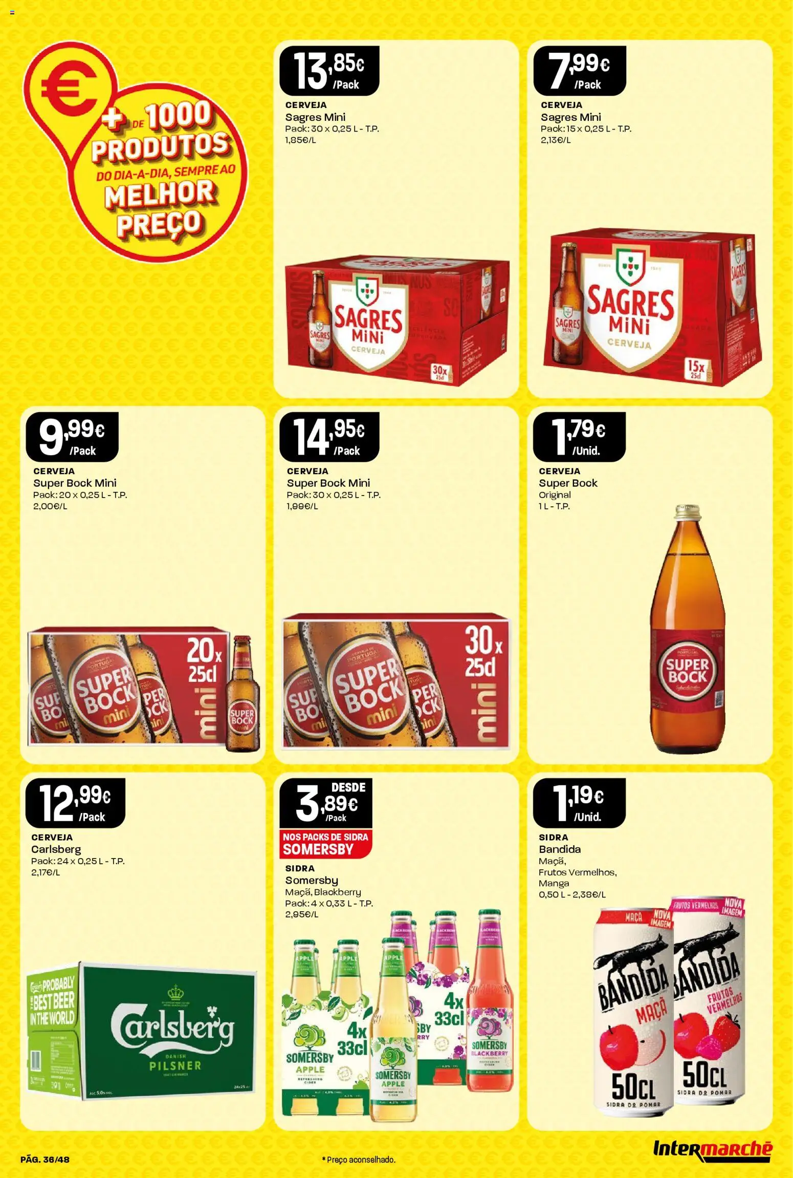 Intermarché folheto │ válido de 11.12.2025 | Página: 36 | Produtos: Super bock, Maça, Cerveja, Somersby