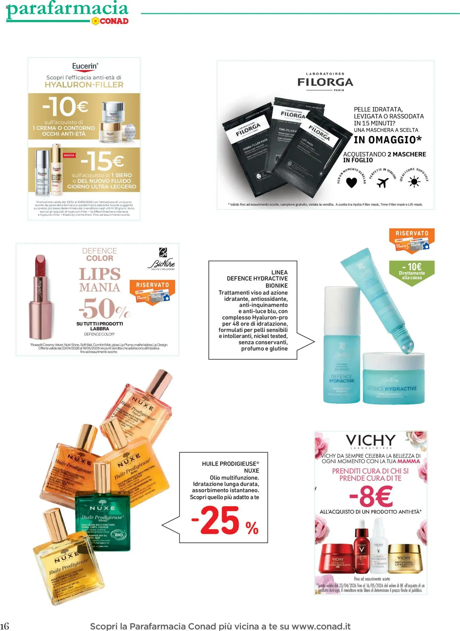 Volantino Conad del 22.04.2026 | Pagina: 16 | Prodotti: Crema, Maschera, Tè, Profumo
