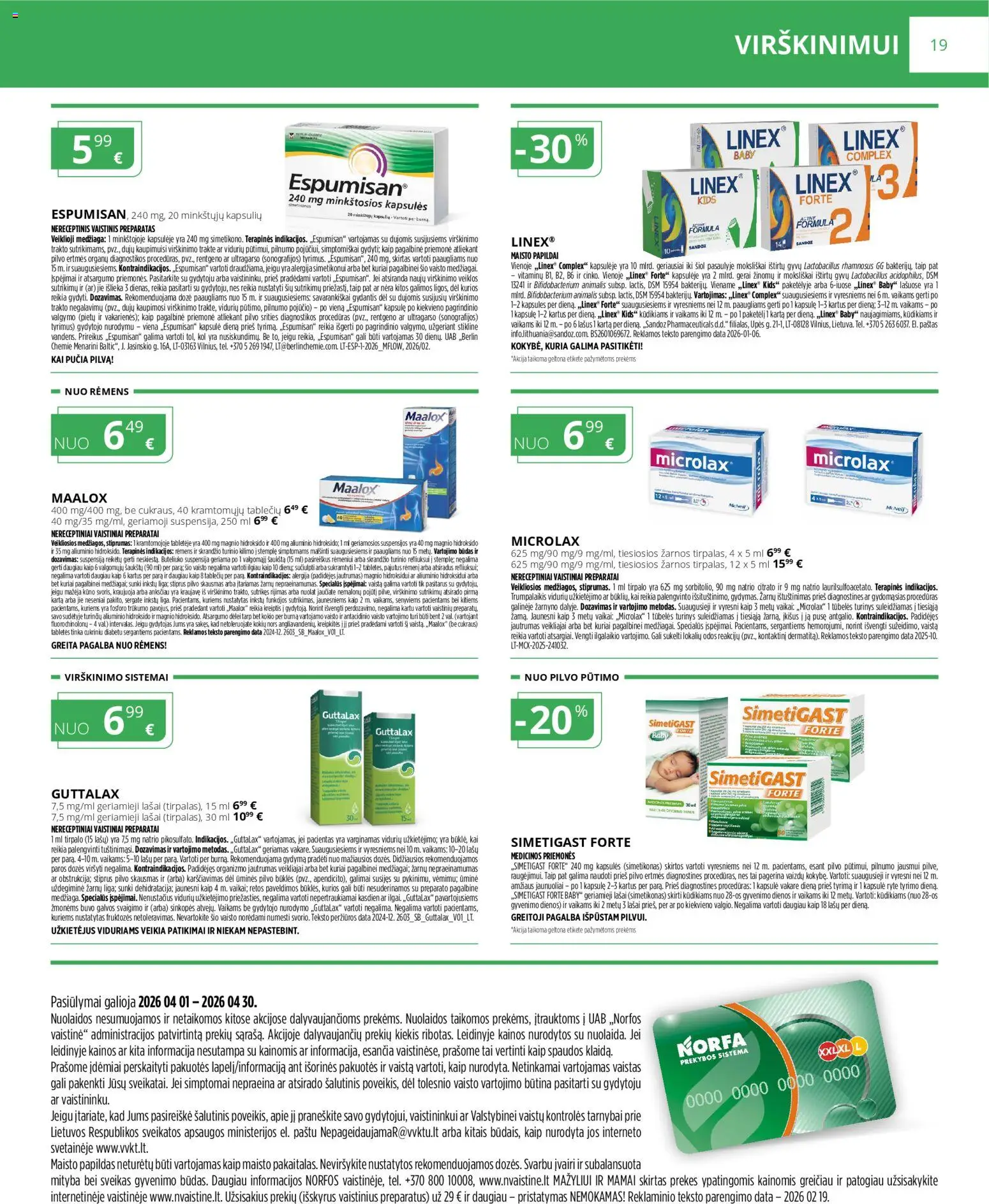 Norfa vaistinė akcijos nuo 01.04.2026 | Puslapis: 19