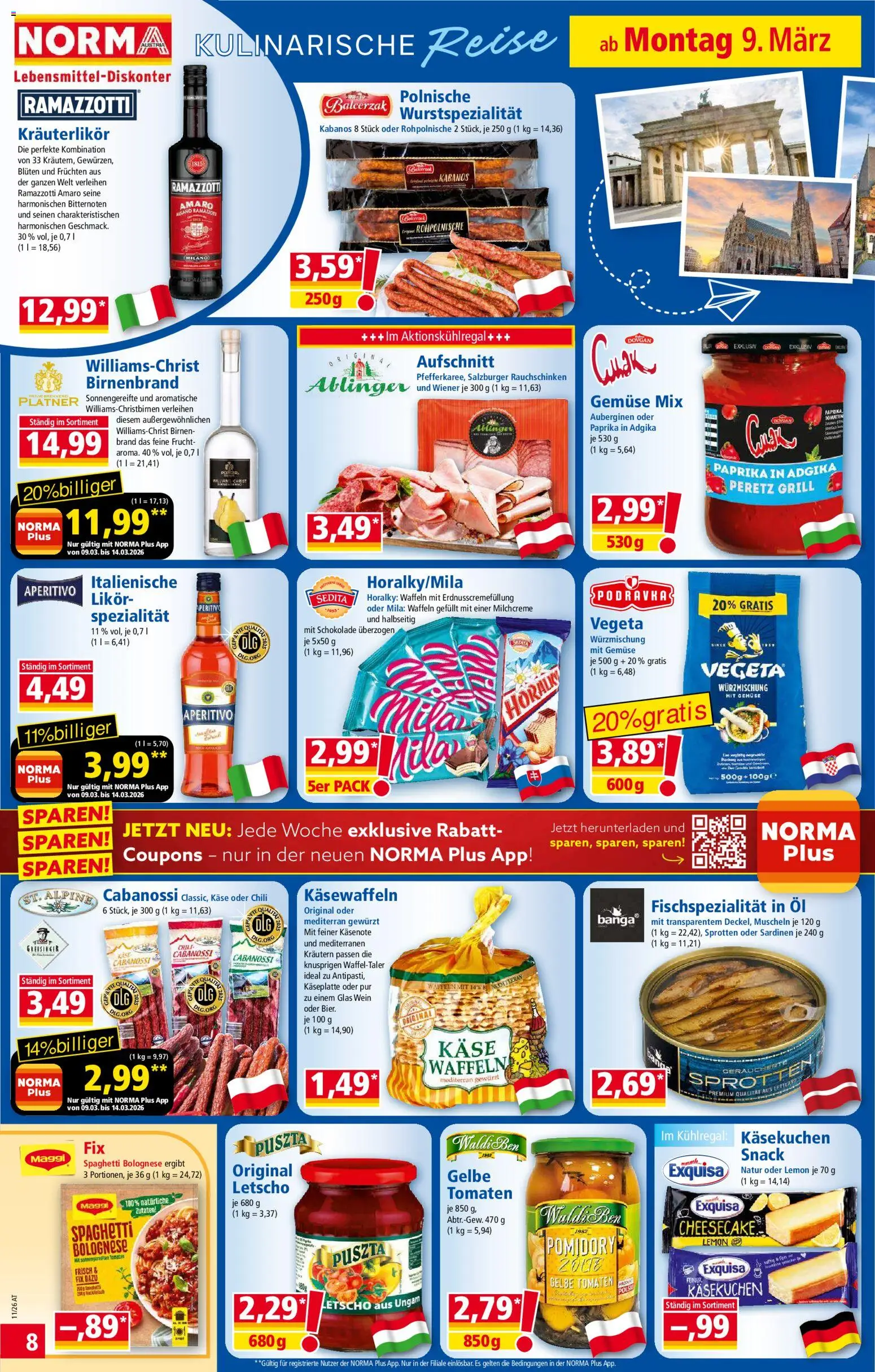 Norma Flugblatt gültig ab 09.03.2026 | Seite: 8 | Produkte: Gemüse, Rum, Käse, Hajdina liszt