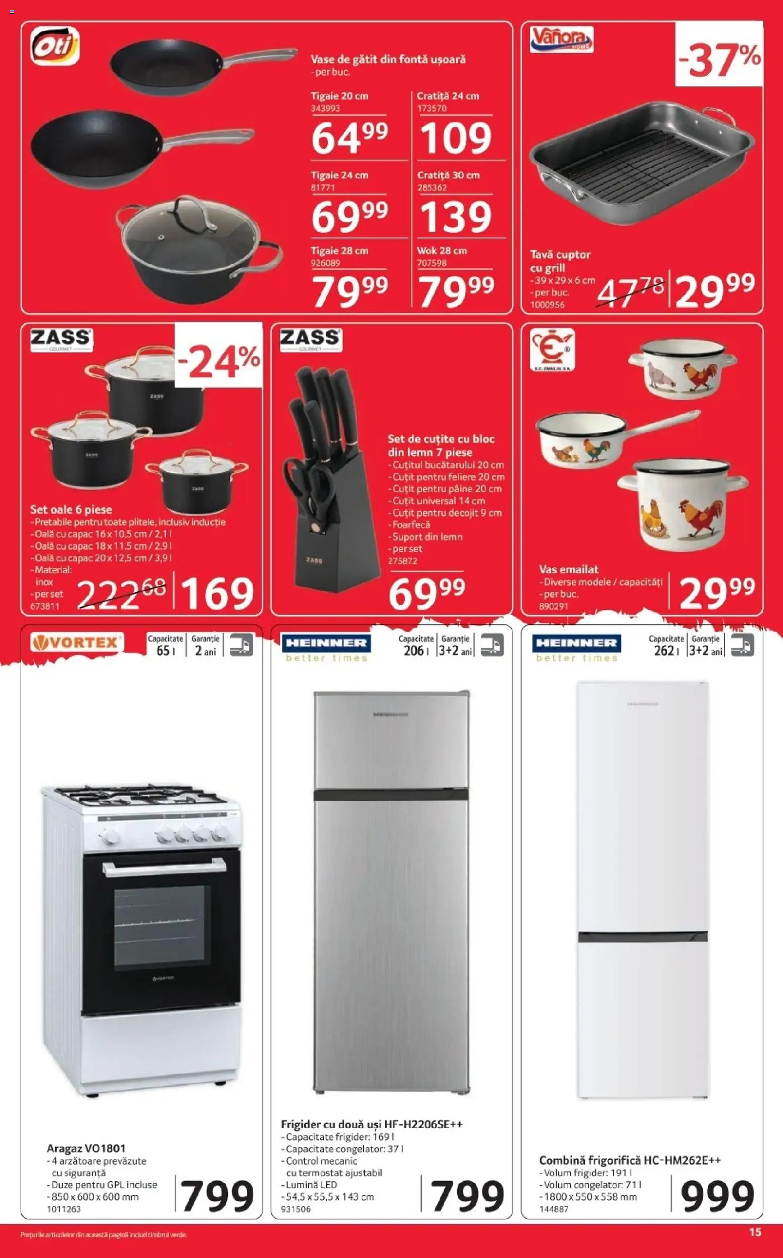 Noul catalog Selgros – valabil de la 17.04.2026 | Pagină: 15 | Produse: Frigider, Cratiță, Babak, Combină frigorifică