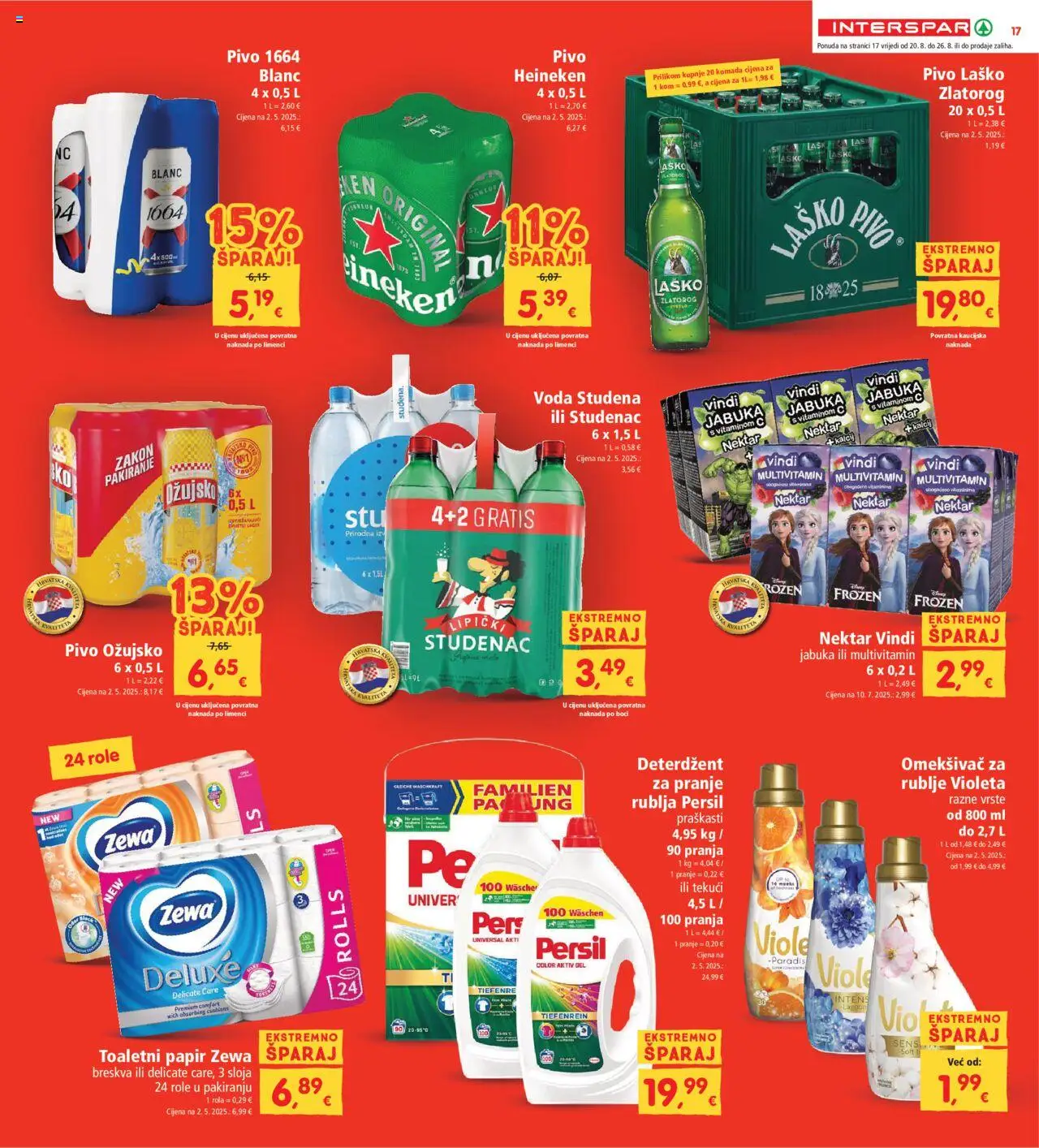 Interspar katalog | vrijedi od 20.08.2025 | Stranica: 17 | Proizvodi: Role, Heineken, Ožujsko, Jabuka