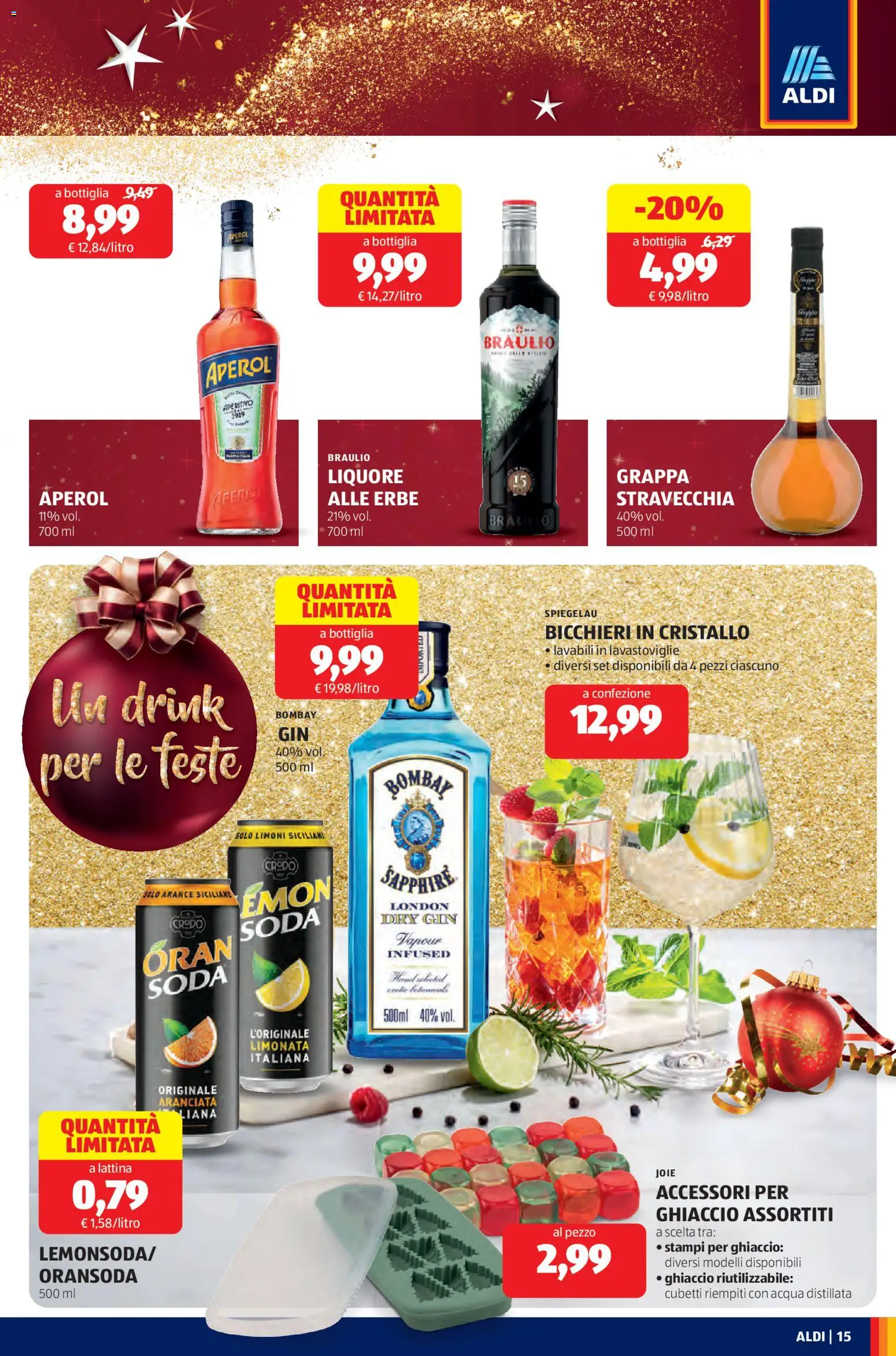 Volantino Aldi del 22.12.2025 | Pagina: 15 | Prodotti: Arance, Gin, Bottiglia, Aperitivo