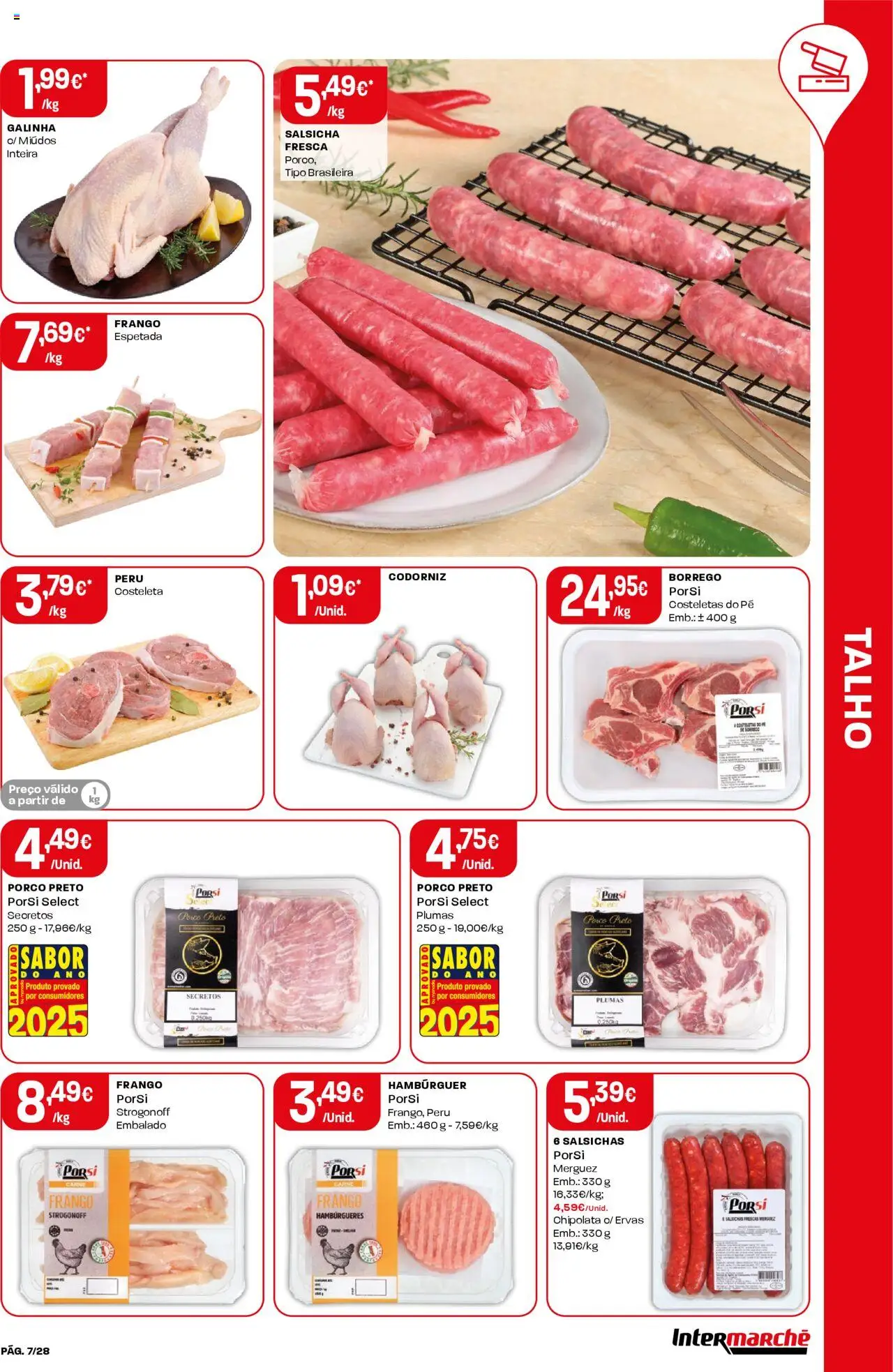 Intermarché folheto │ válido de 19.06.2025 | Página: 7 | Produtos: Frango, Peru, Hambúrguer, Carne