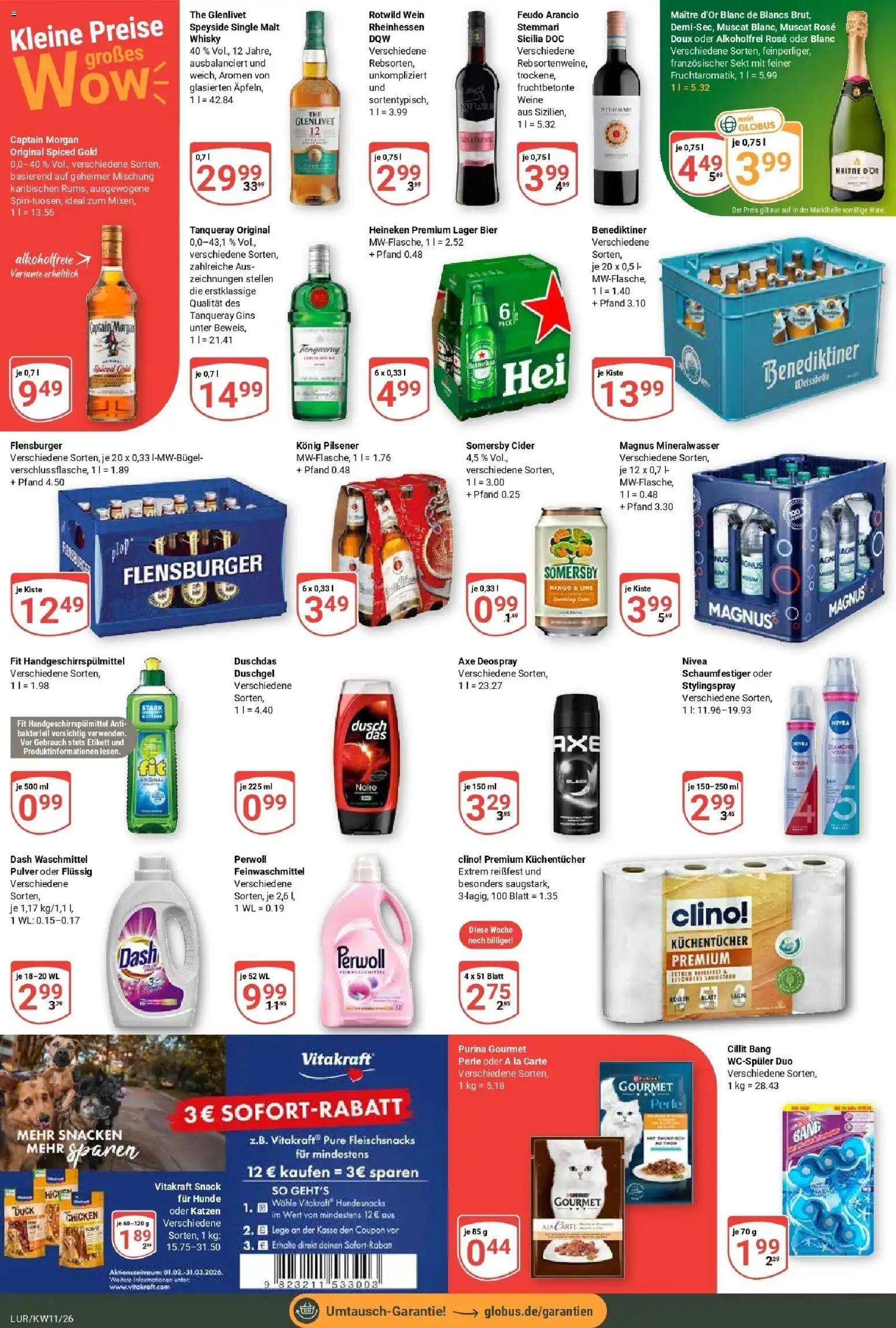 Globus prospekt Hamburg	 – gültig ab 09.03.2026 | Seite: 4 | Produkte: Konig pilsener, Perwoll, Heineken, Captain morgan