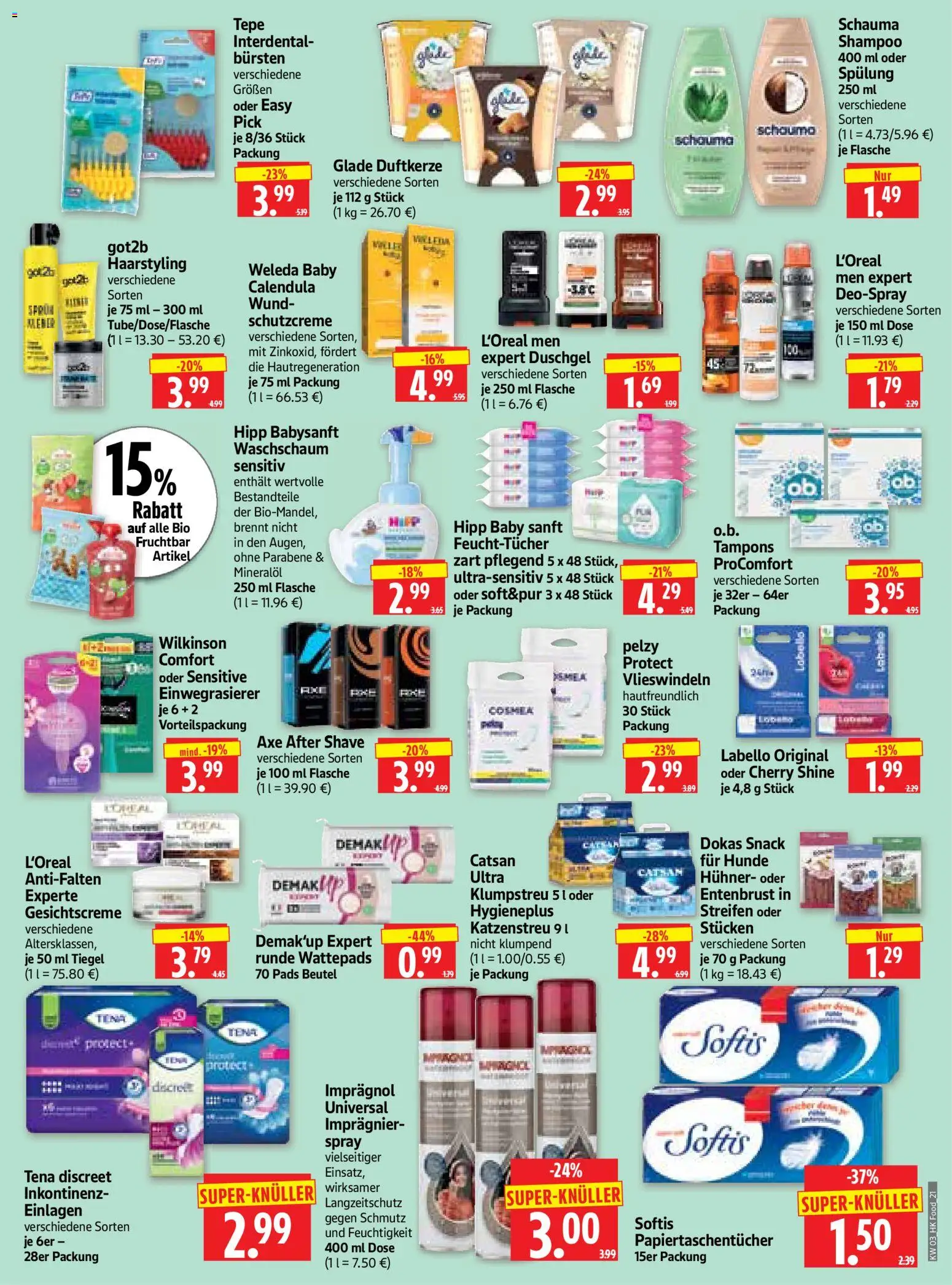 HERKULES Prospekt 	 – gültig ab 12.01.2026 | Seite: 21 | Produkte: Wattepads, Shampoo, Spülung, Axe