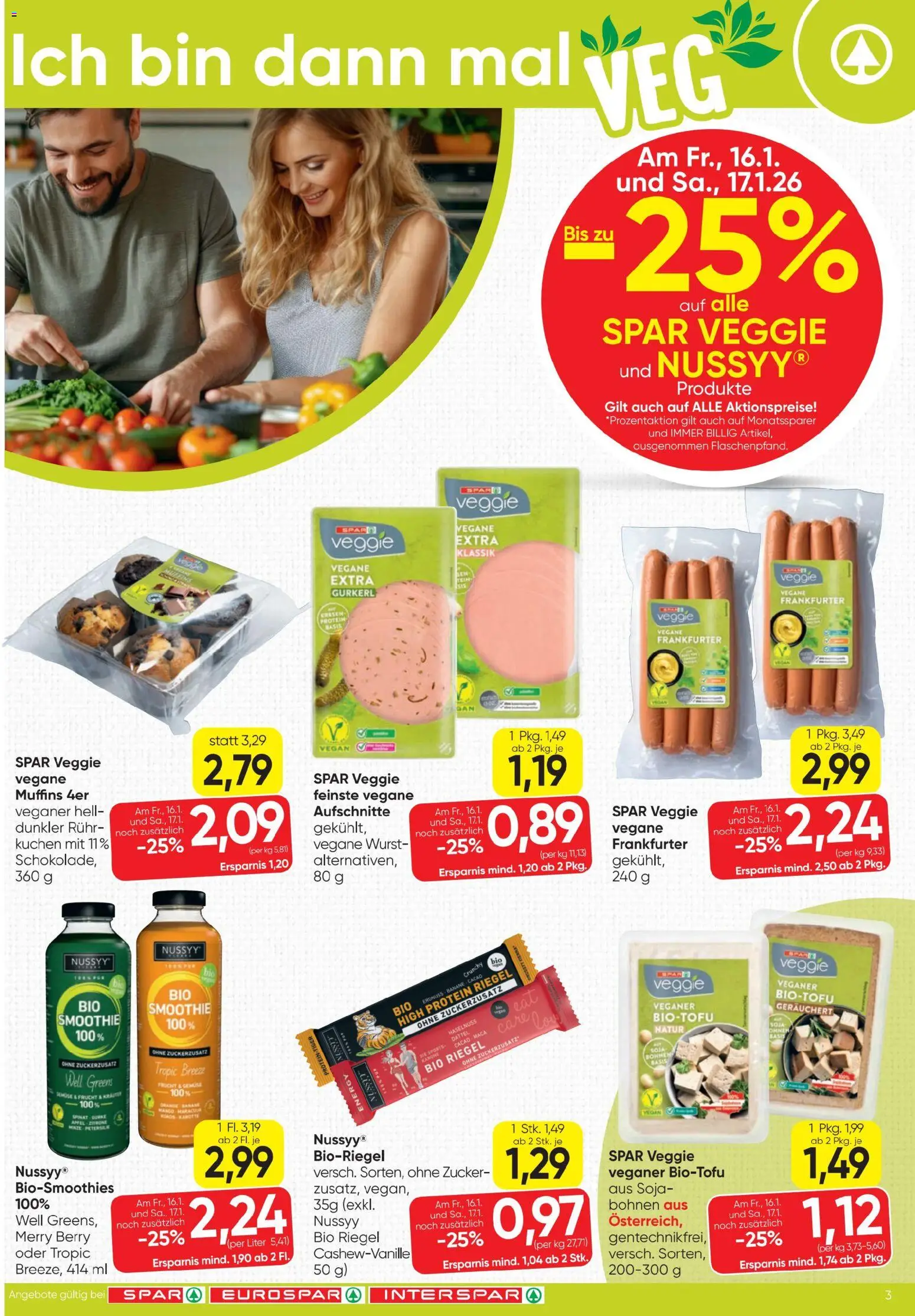 Spar Flugblatt gültig ab 15.01.2026 | Seite: 3 | Produkte: Gemüse, Zucker, Wurst, Dattel
