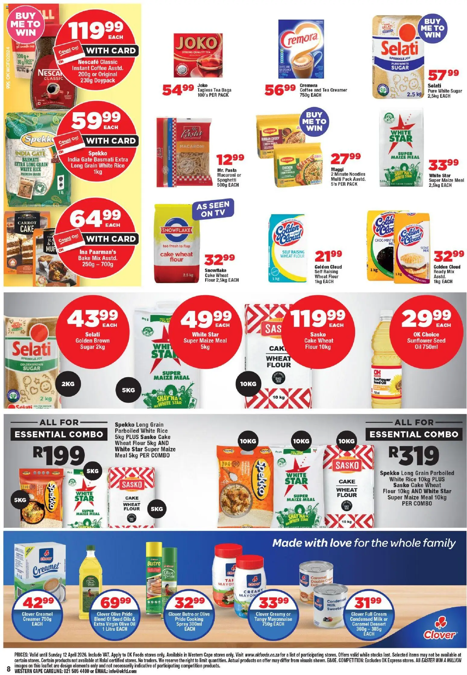 New OK Foods catalogue – valid from 25.03.2026 | Page: 8 | Products: Cake, Pasta, Mayonnaise, Caramel