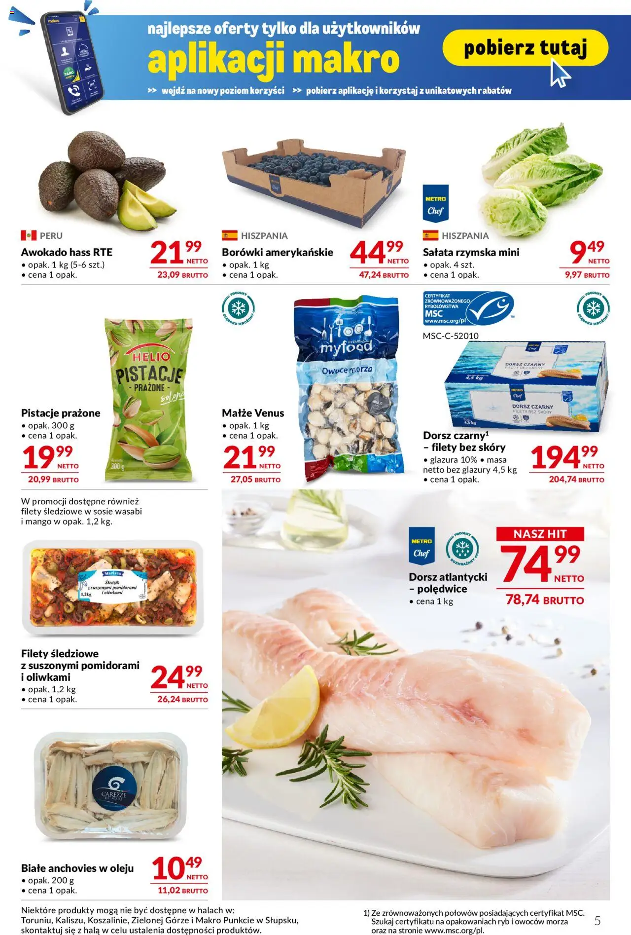Makro Gazetka - Oferta dla gastronomii od 27.05.2025 | Strona: 5 | Produkty: Dorsz atlantycki, Dorsz czarny, Awokado, Owoce morza