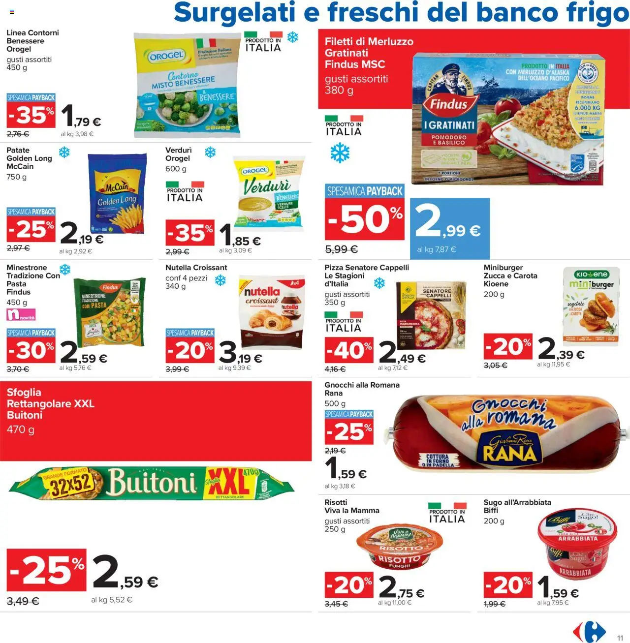 Volantino Carrefour del 23.10.2025 | Pagina: 11 | Prodotti: Minestrone, Pizza, Carota, Basilico