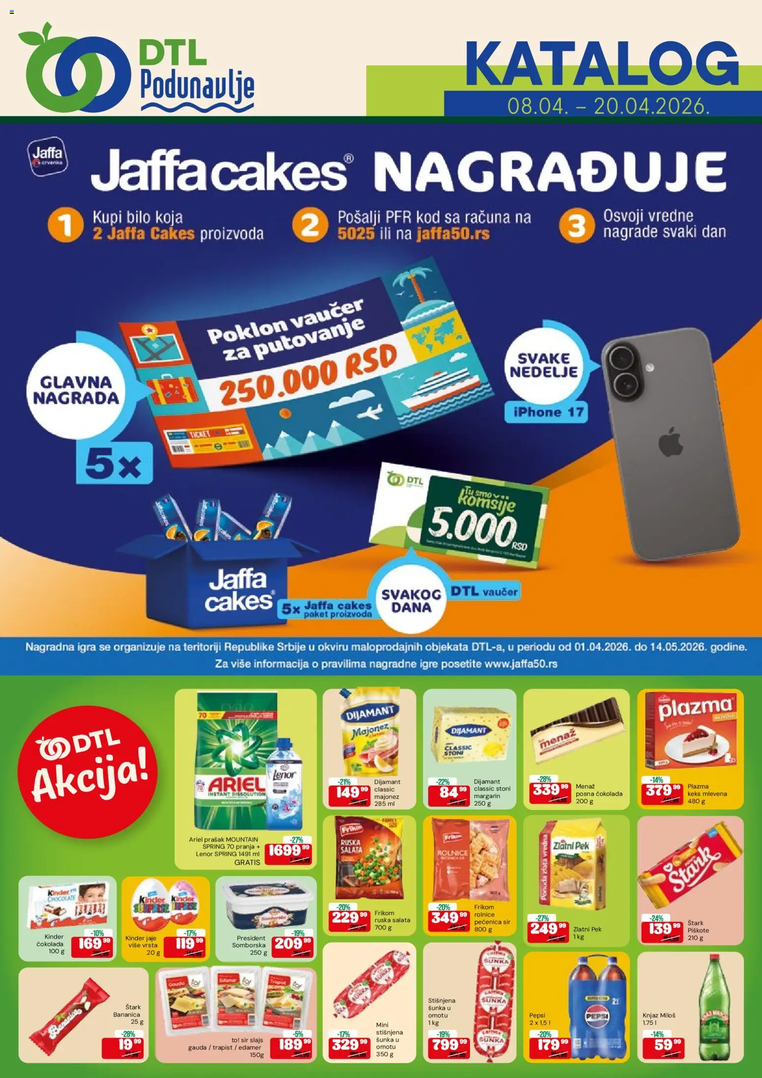 Podunavlje katalog - važi od 08.04.2026 | Strana: 1 | Proizvode: Lenor, Margarin, Šunka, Pepsi