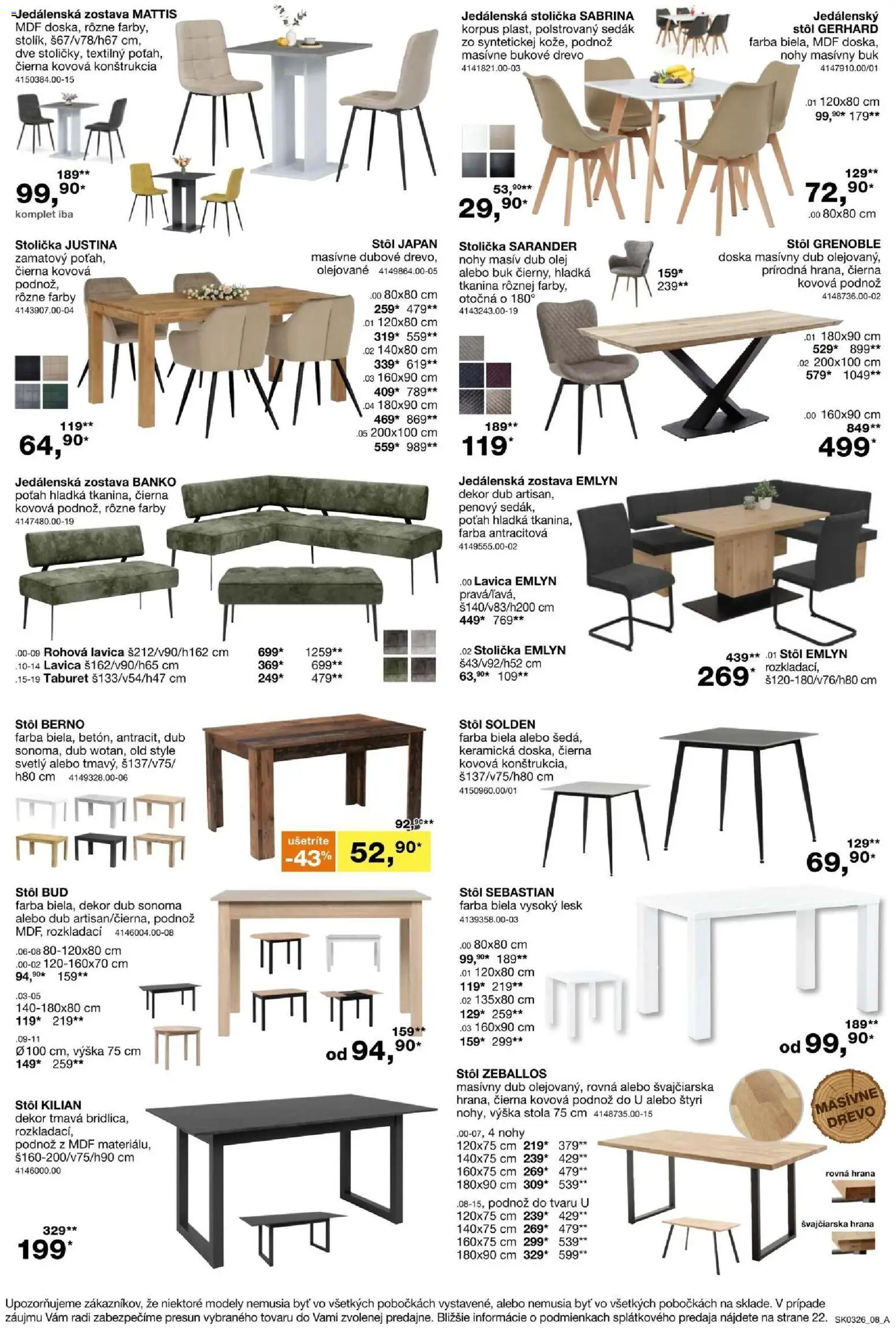 Nové Sconto nábytok akcie – leták je platný od 11.02.2026 | Strana: 8 | Produkty: Jedálenská stolička, Stôl, Jedálenská zostava, Taburet