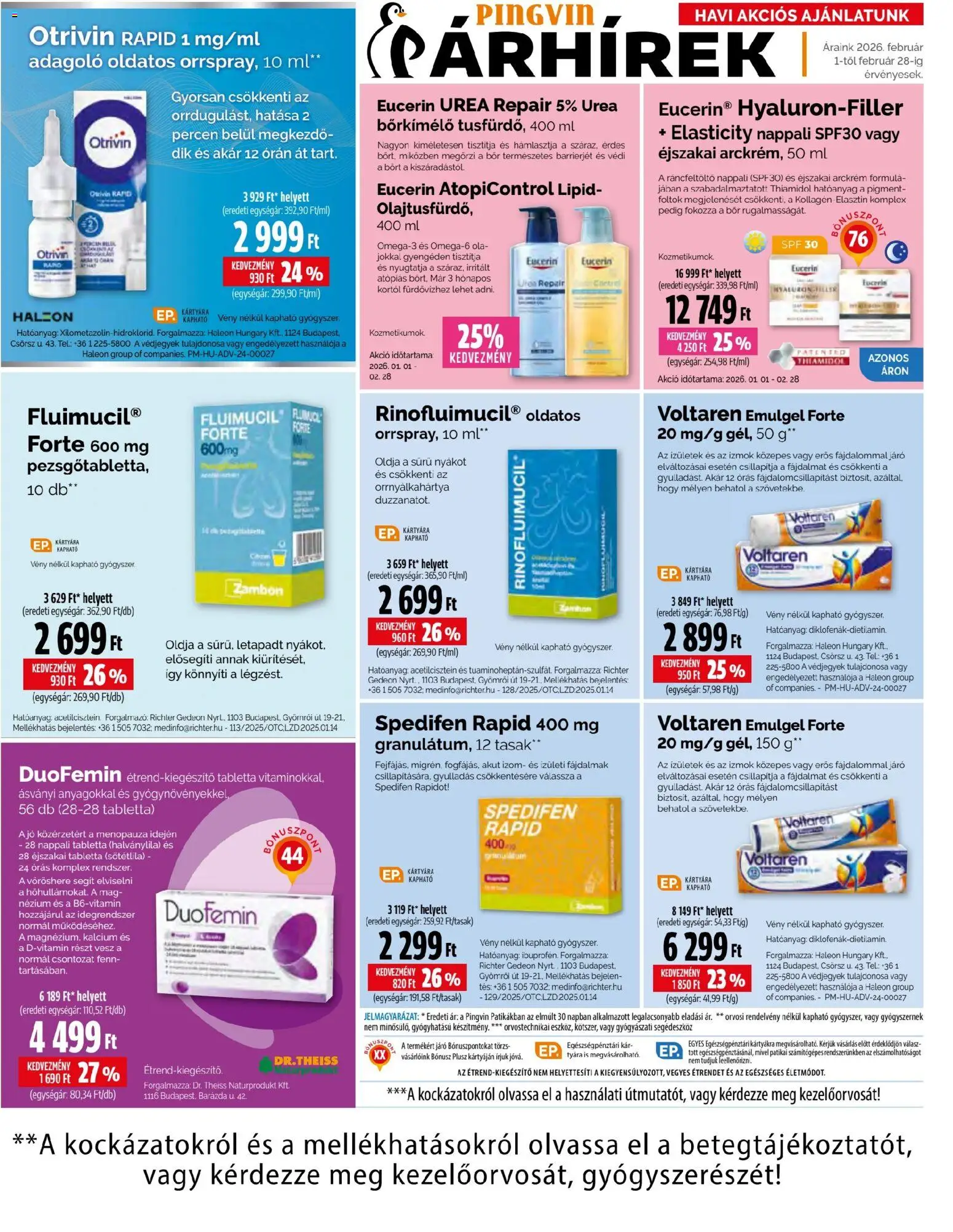 Pingvin Patika akciós ujság - amely érvényes a következő dátumtól: 01.02.2026 | Oldal: 16 | Termékek: Arckrém, Kollagén, Bor