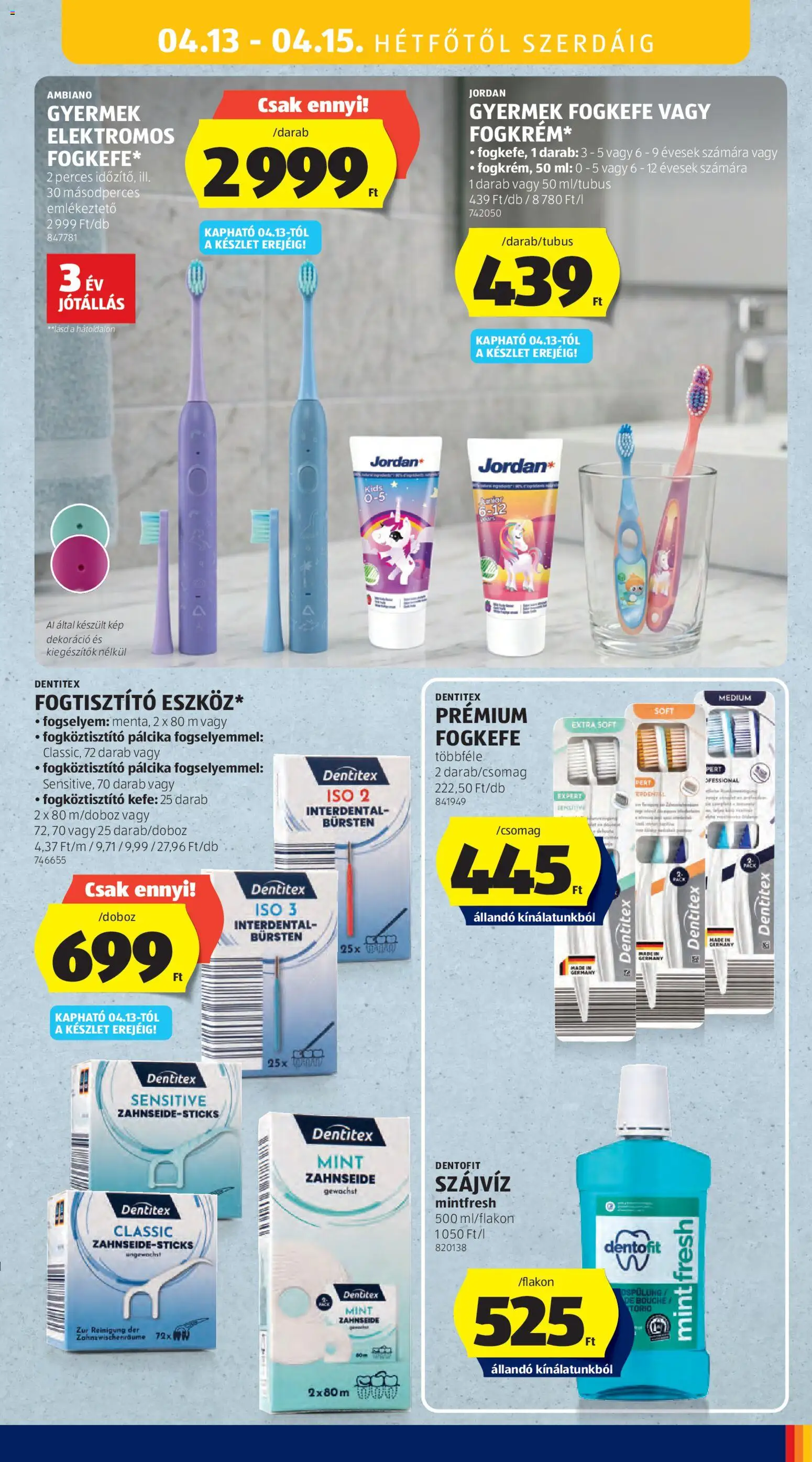 Aldi akciós ujság - amely érvényes a következő dátumtól: 09.04.2026 | Oldal: 15 | Termékek: Kefe, Fogkefe, Szájvíz, Dekoráció