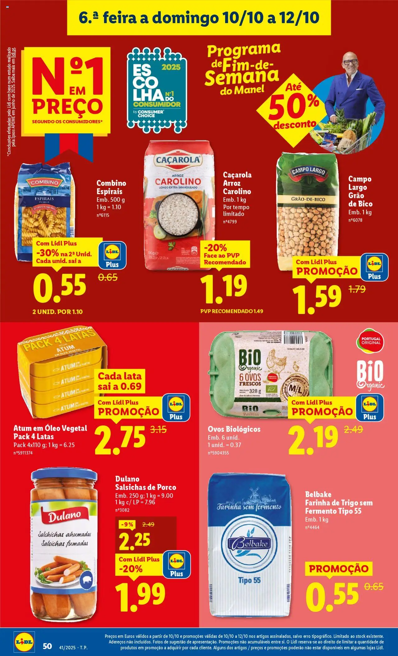 Lidl folheto │ válido de 06.10.2025 | Página: 50 | Produtos: Atum, Farinha de trigo, Ovos, Óleo