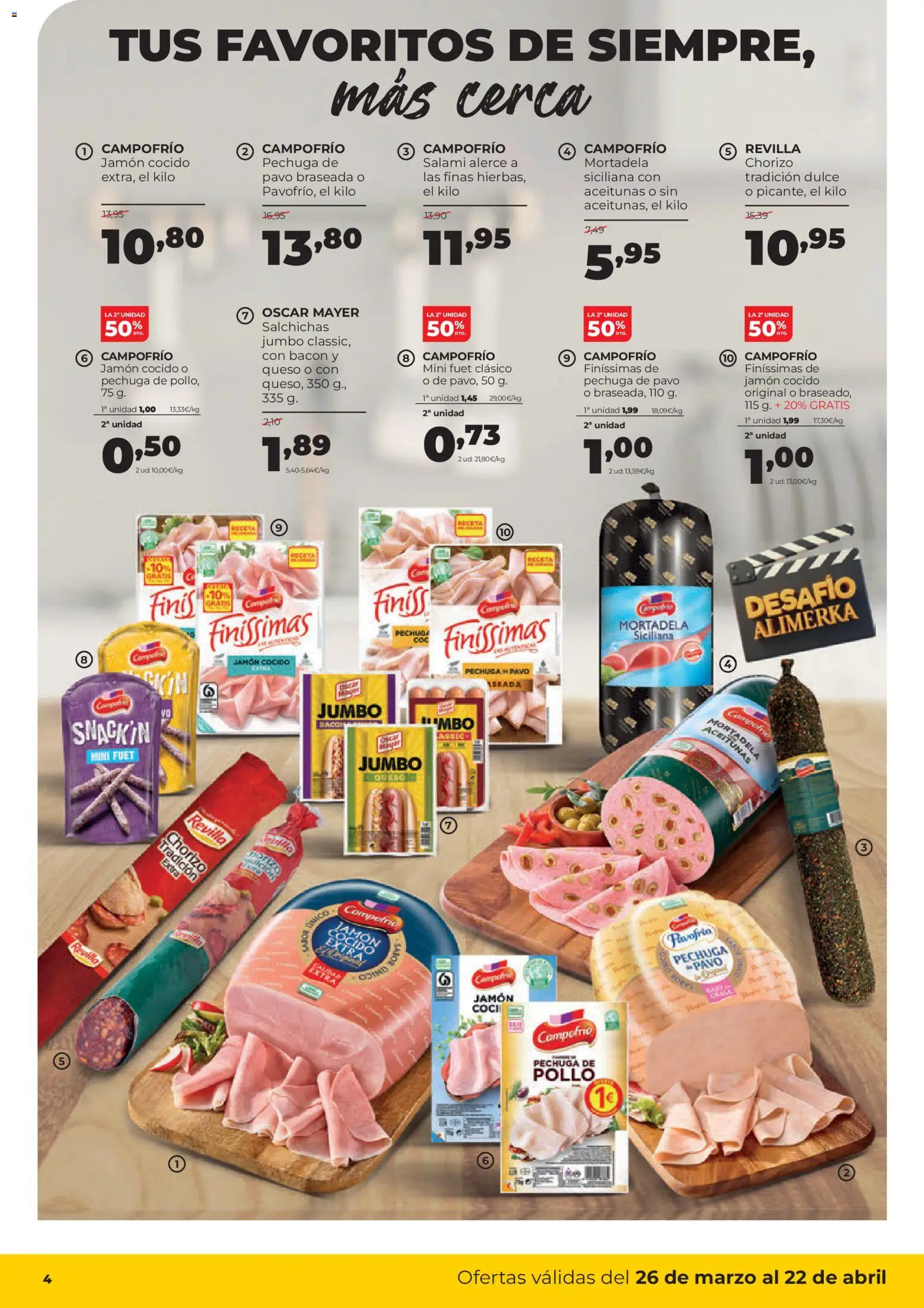 Alimerka folleto Asturias │ válido desde el 26.03.2026 | Página: 4 | Productos: Jamón, Jamón cocido, Salami, Mortadela