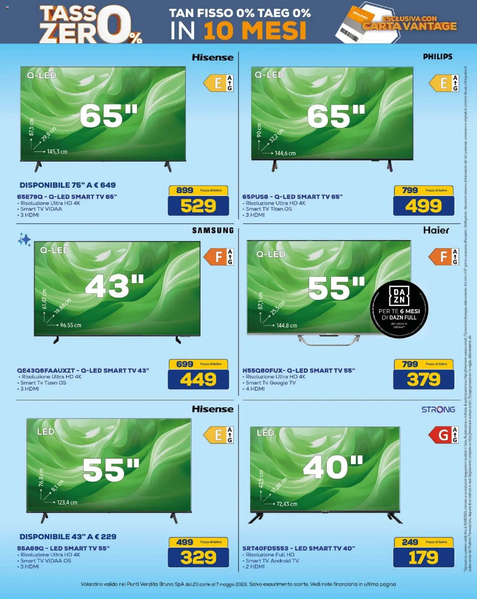 Volantino BRUNO del 23.04.2026 | Pagina: 6 | Prodotti: Tè, smart TV, TV, Samsung