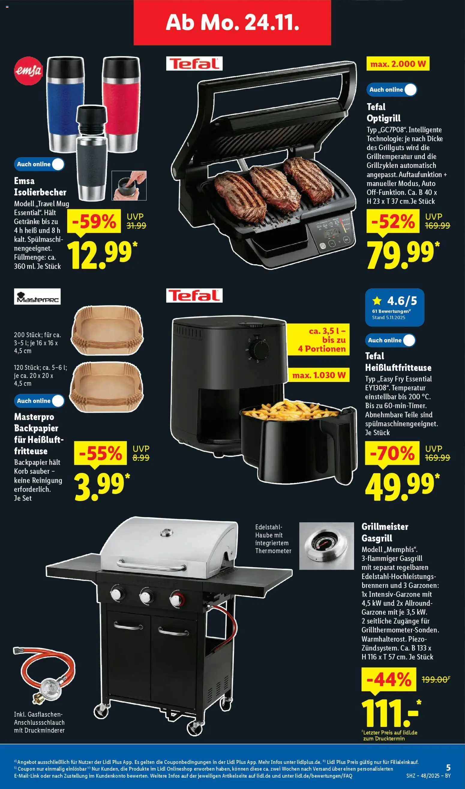 Lidl Prospekt Uffenheim – gültig ab 24.11.2025 | Seite: 5 | Produkte: Thermometer, Korb, Fritteuse, Heißluftfritteuse