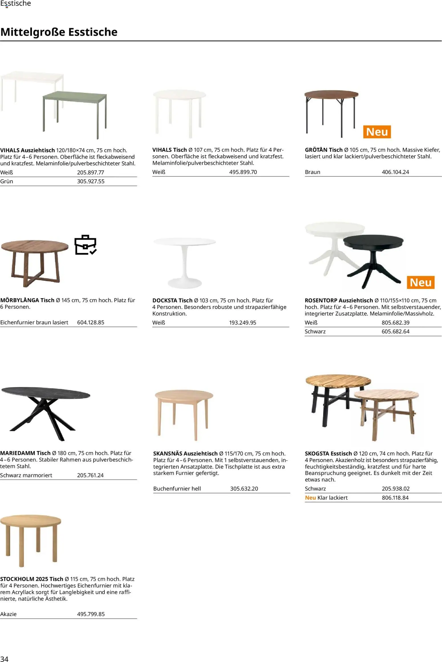 Ikea Essplatz – gültig ab 02.01.2026 | Seite: 34 | Produkte: Esstisch, Tisch