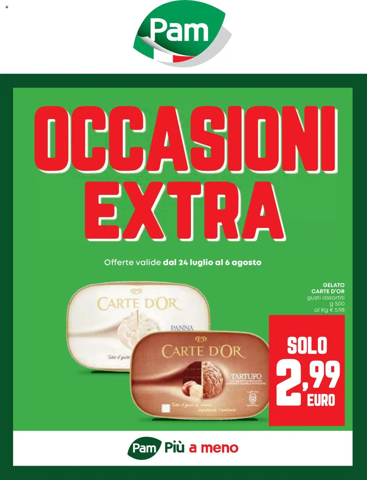 Volantino PAM del 24.07.2025 | Pagina: 1 | Prodotti: Tartufo, Panna, Gelato