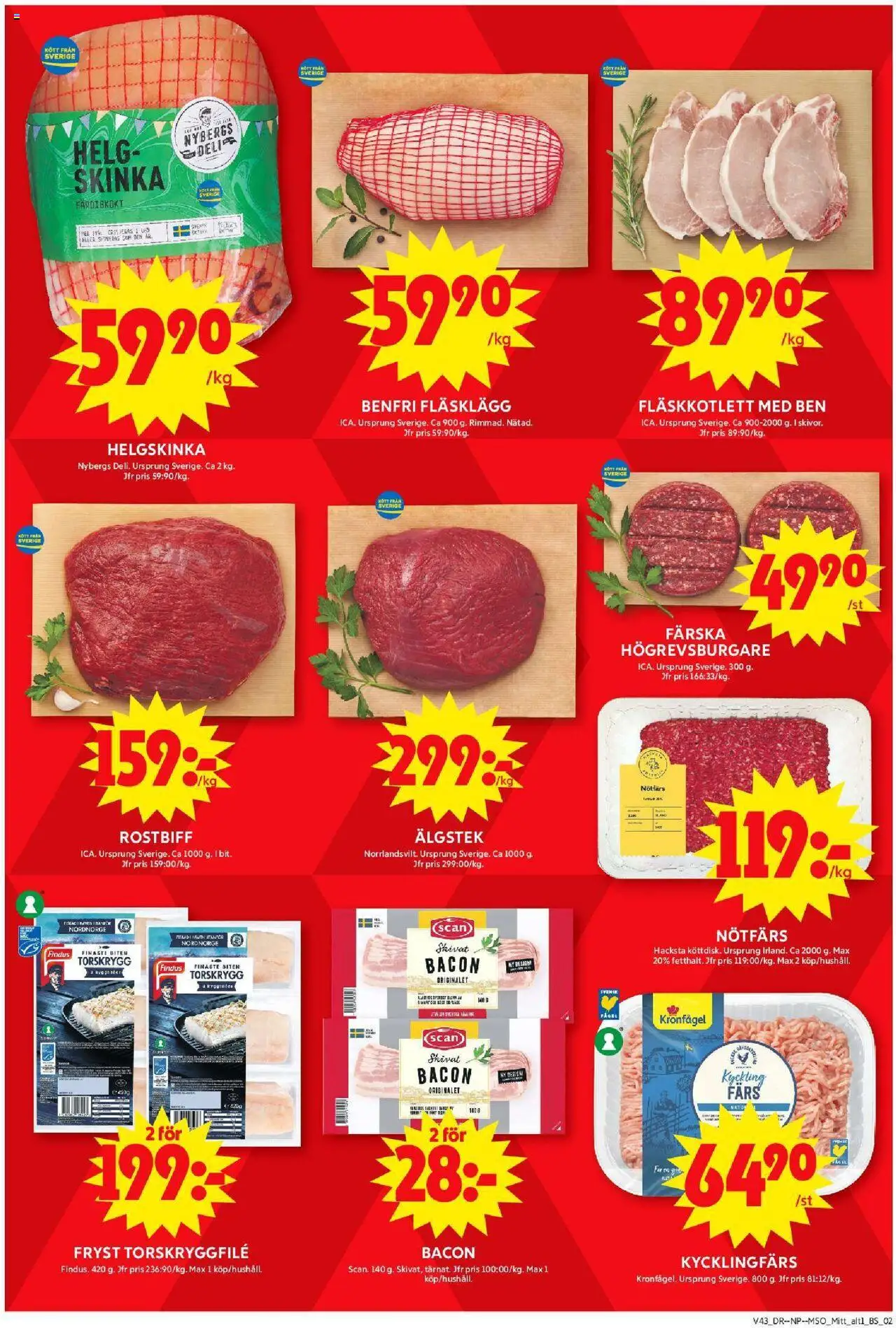 ICA Maxi reklamblad aktuell från 20.10.2025 | Sida: 4 | Produkter: Bacon, Nötfärs, Skinka