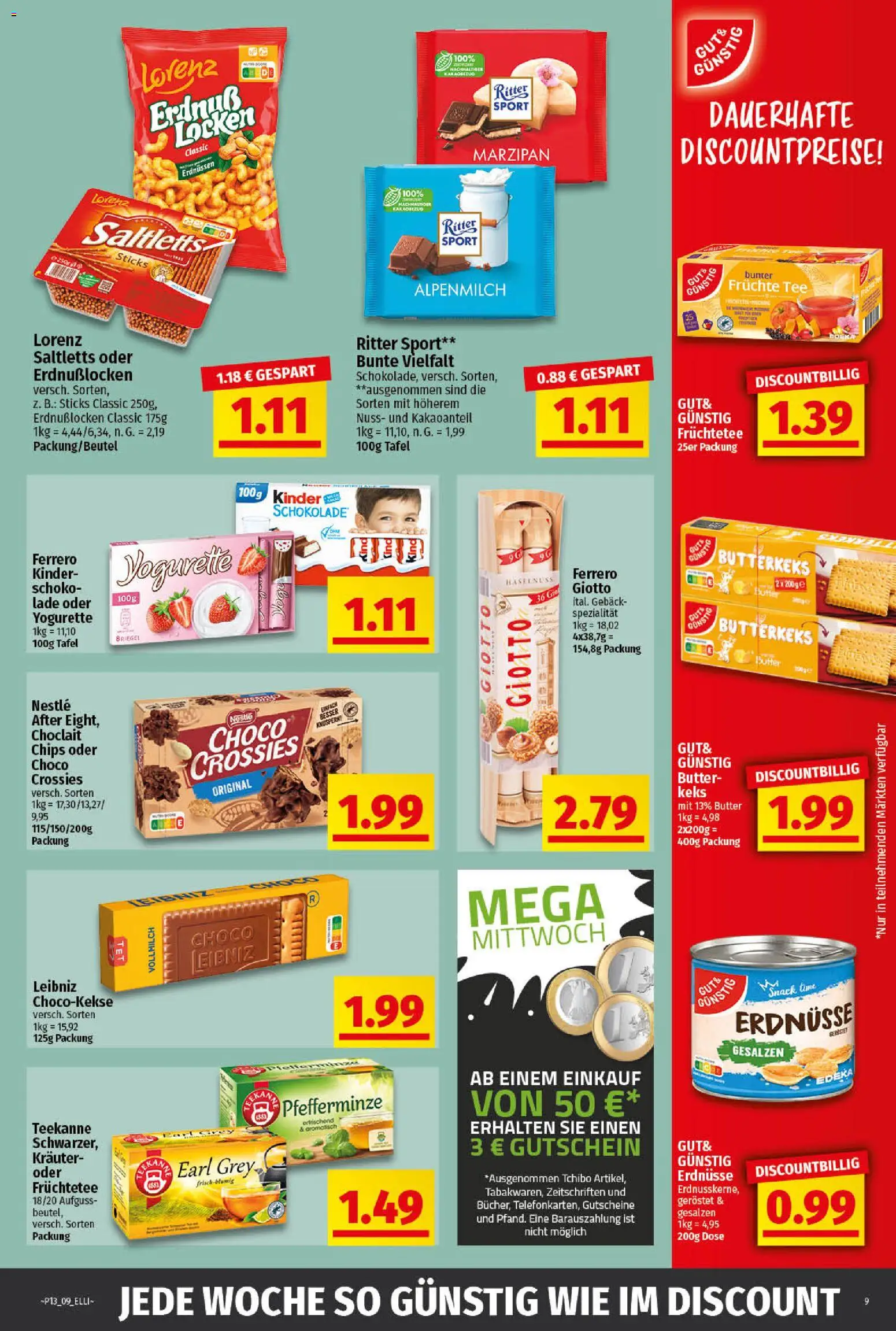 Elli Markt Prospekt Greffen – gültig ab 23.03.2026 | Seite: 9 | Produkte: Erdnüsse, Butter, Yogurette, Teekanne