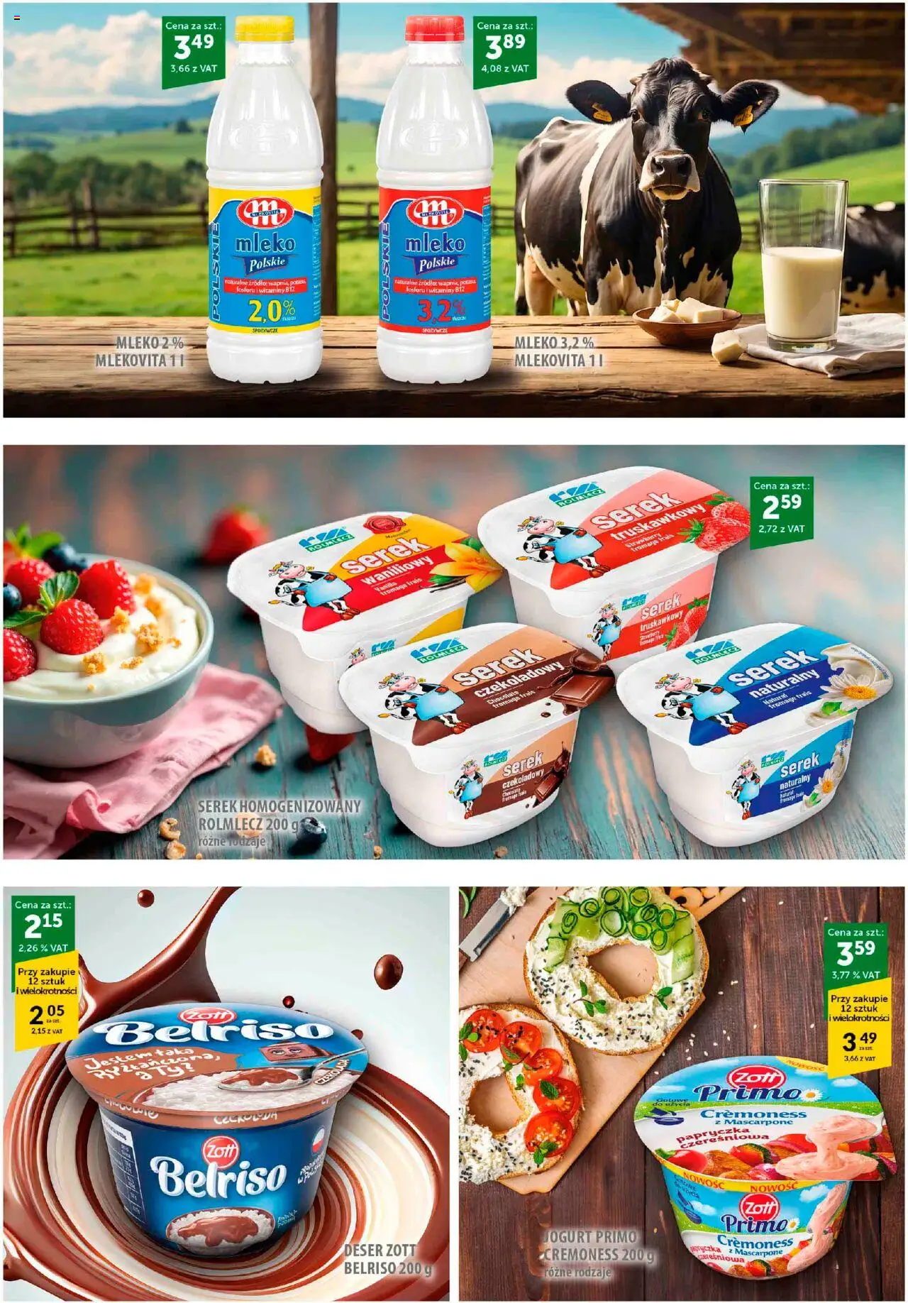 Eurocash Gazetka - Codziennie Potwierdzona Świeżość od 20.10.2025 | Strona: 2 | Produkty: Serek homogenizowany, Mascarpone, Mleko, Czekolada