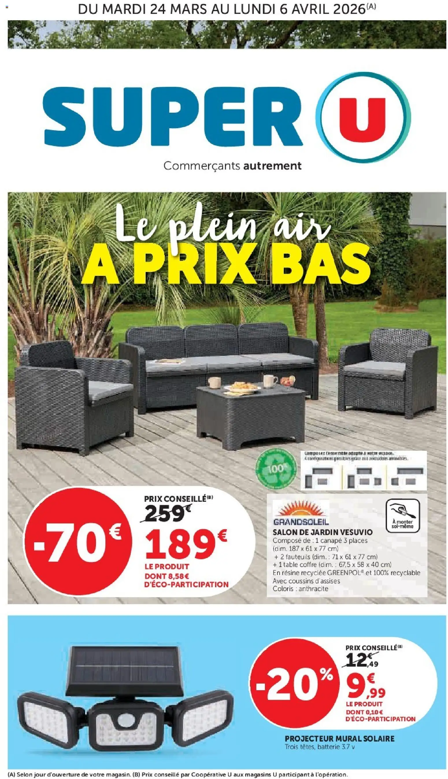 {H1} | Page: 1 | Produits: Salon de jardin, Table, Batterie, Projecteur