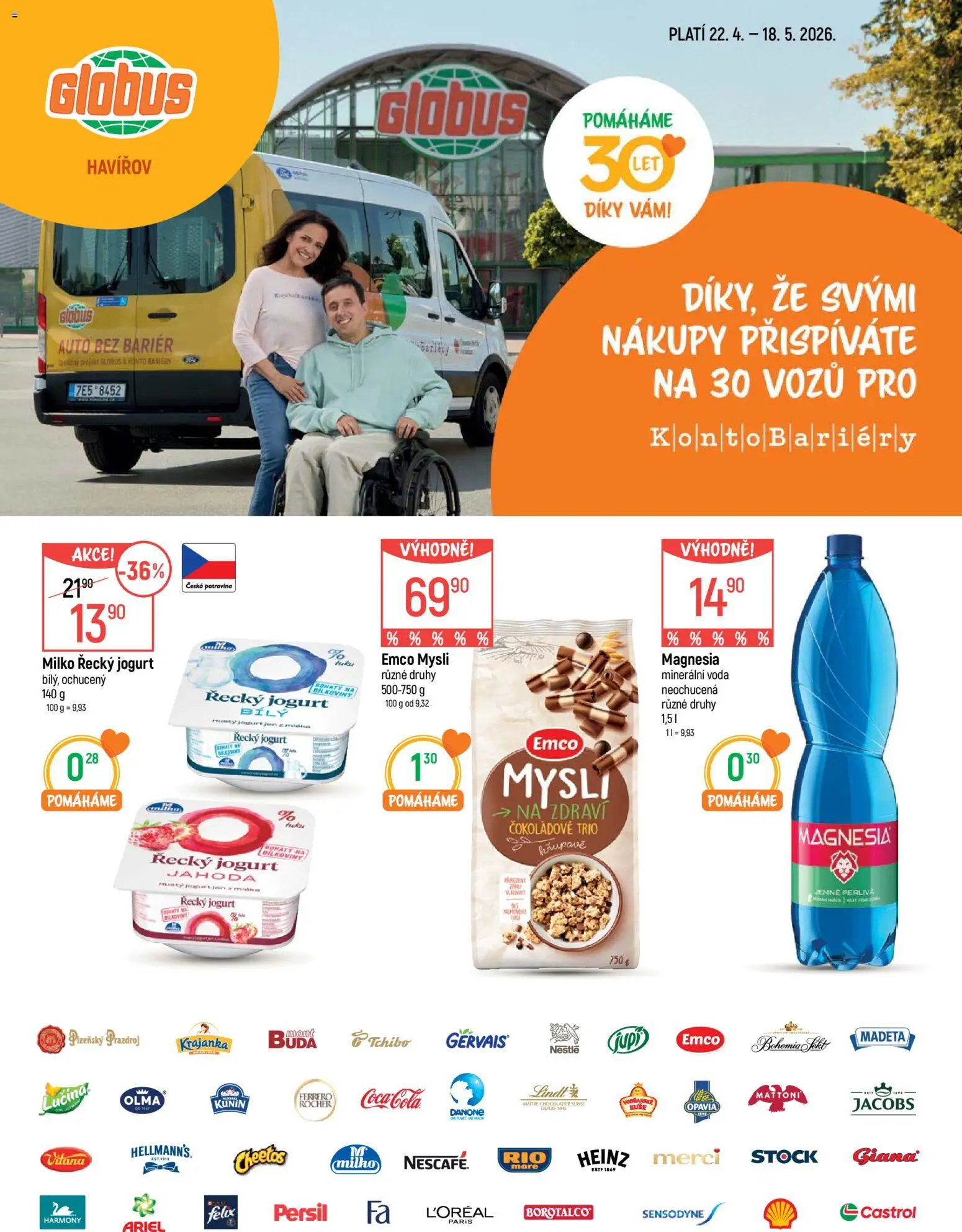 Globus leták - Havířov od 22.04.2026 | Strana: 1 | Produkty: Jogurt, Magnesia, Cheetos, Mysli