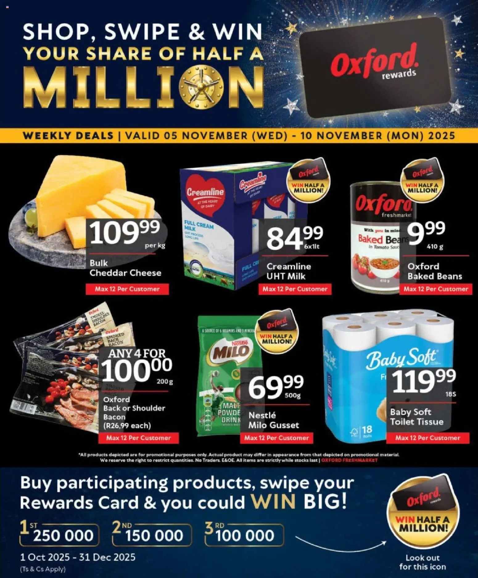 New Oxford Freshmarket catalogue – valid from 05.11.2025 | Page: 1 | Products: Beans, Baked beans, Toilet, Milk