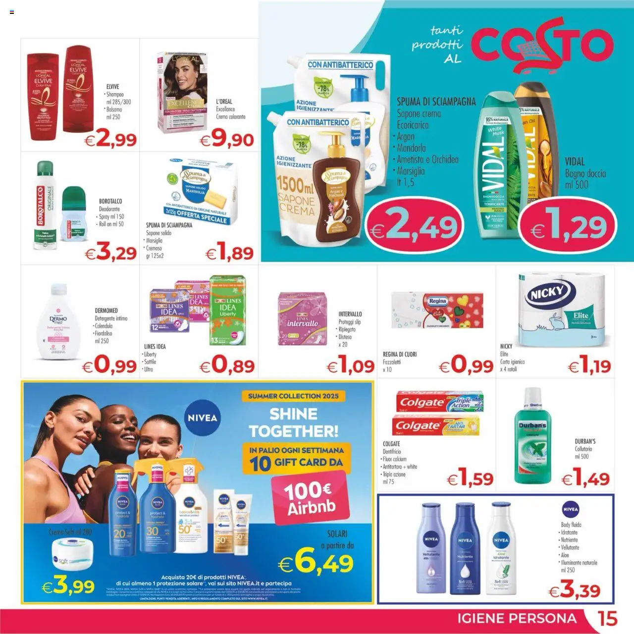 Volantino MerSi Supermercati del 04.06.2025 | Pagina: 15 | Prodotti: Collutorio, Fazzoletti, Slip, Bagno