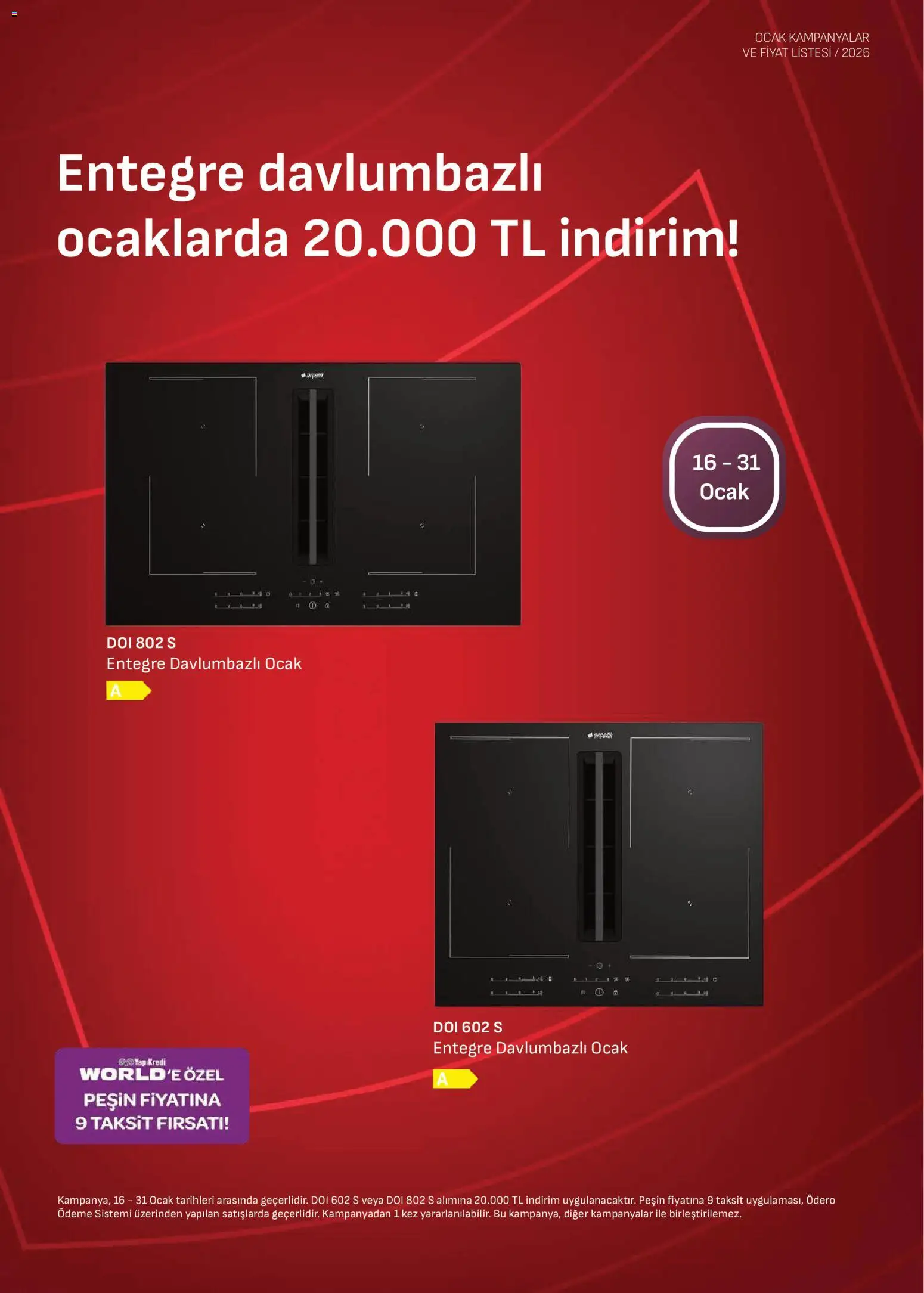 Arçelik Ankastre Kataloğu - 16.01.2026 tarihinden itibaren geçerlidir | Sayfa: 3 | Ürünler: Ocak