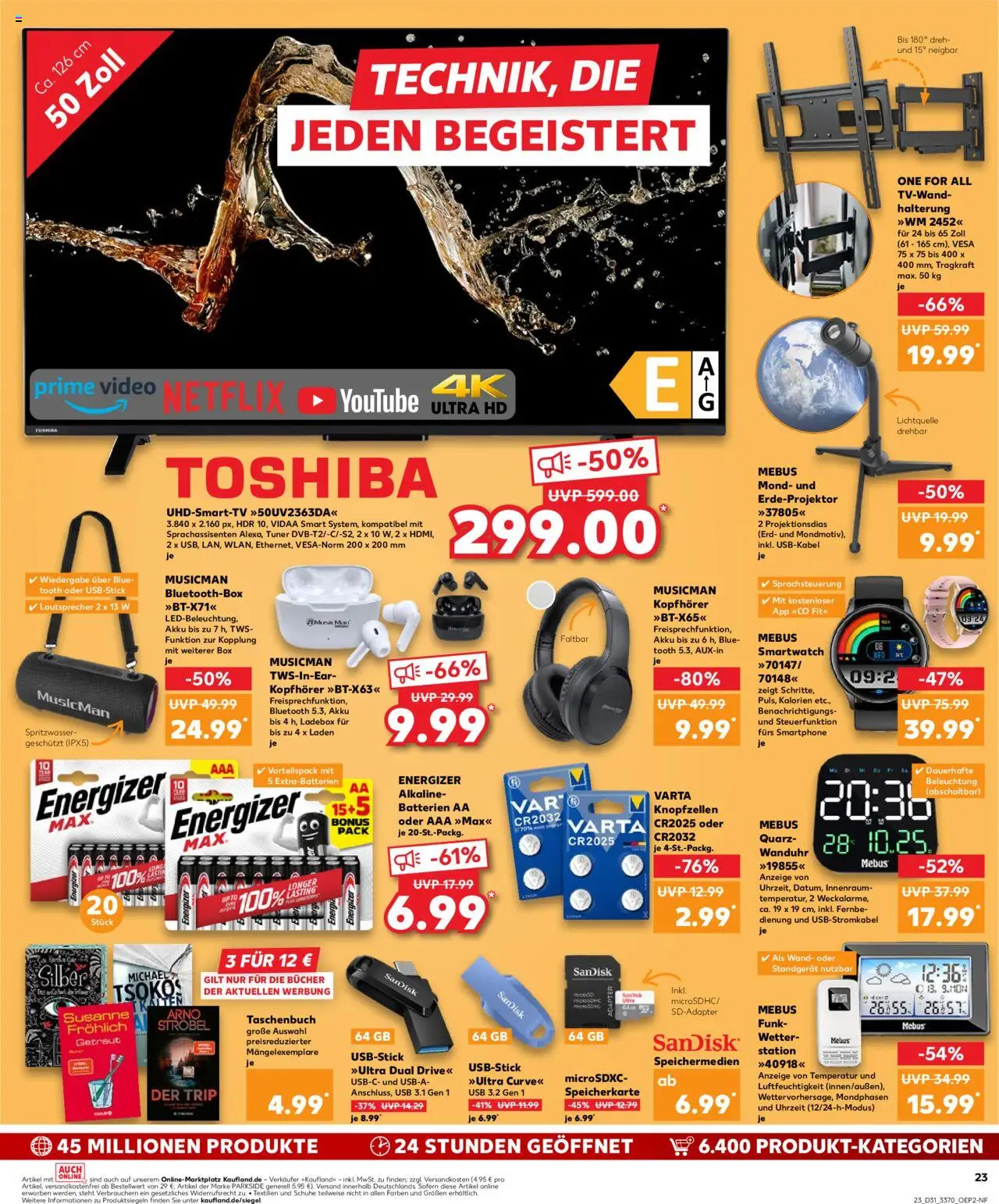 Kaufland Prospekt 	 - gültig ab dem 31.07.2025 | Seite: 23 | Produkte: Speicherkarte, Smartwatch, Batterien, TV