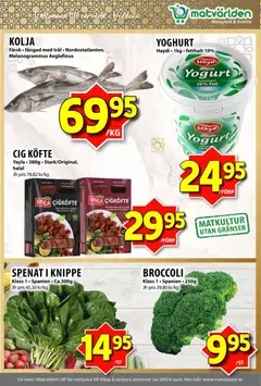 Matvärlden erbjudanden Veddesta - Förhandsvisning av reklamblad från butik Matvärlden aktuell från 23.03.2026 | Sida: 2 | Produkter: Spenat, Yoghurt, Broccoli