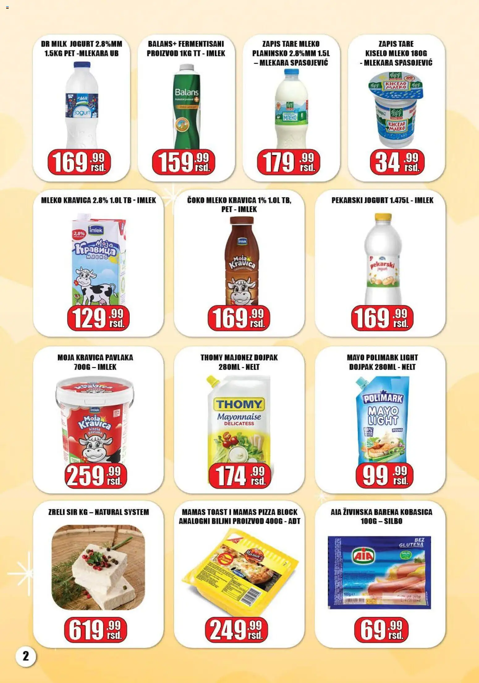 Gala MARKET katalog - važi od 05.03.2026 | Strana: 2 | Proizvode: Moja kravica, Mleko, Kobasica, Pavlaka