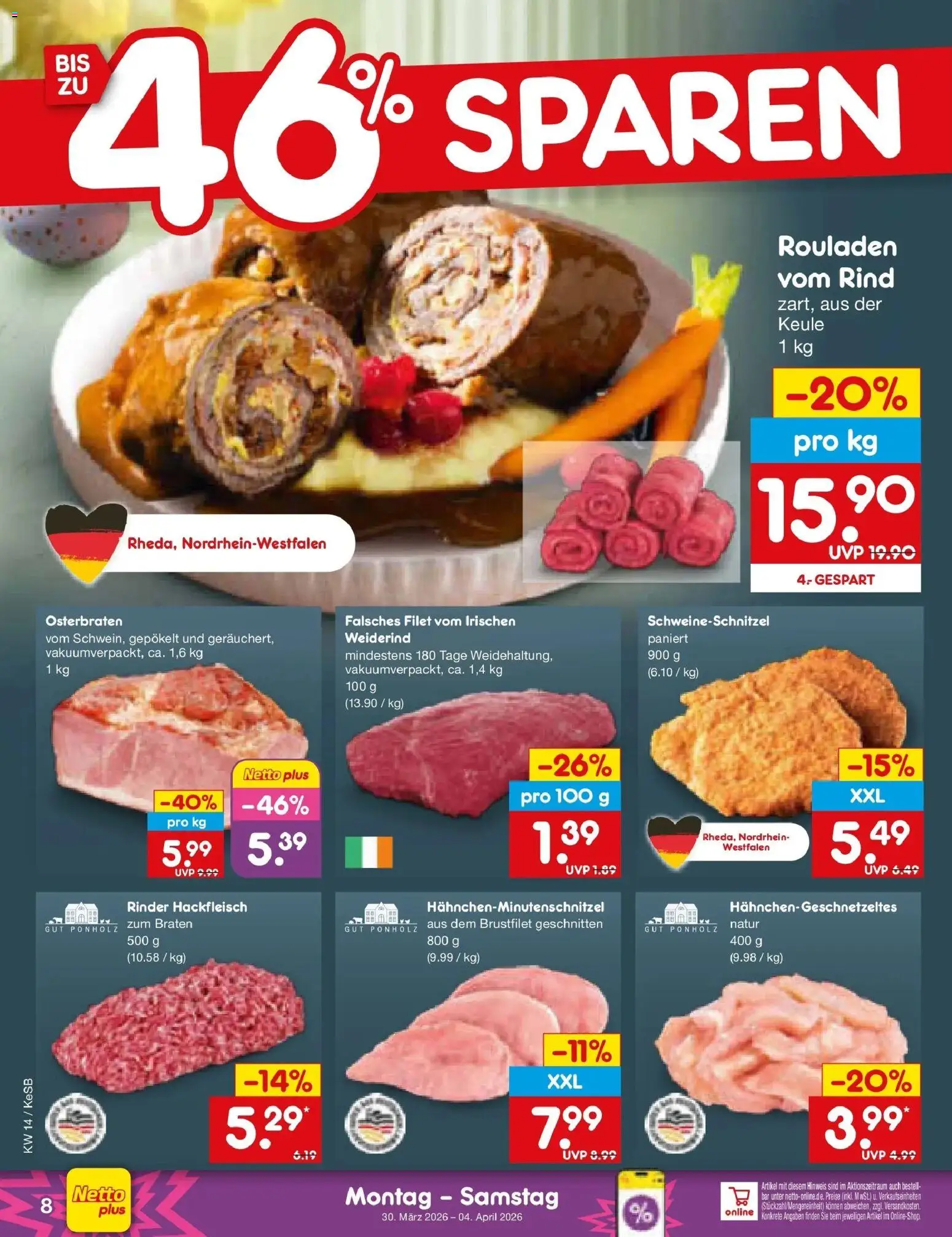 Netto Marken-Discount Prospekt Bonn	 – gültig ab 30.03.2026 | Seite: 8 | Produkte: Hackfleisch