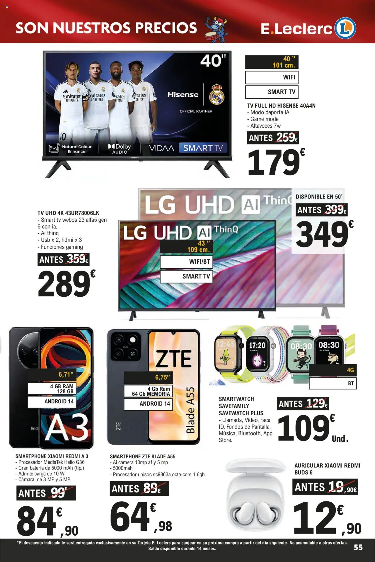 E.Leclerc - Descubre la Calidad y Frescura  │ válido desde el 18.06.2025 | Página: 55 | Productos: Altavoces, Smartphone, USB, Batería