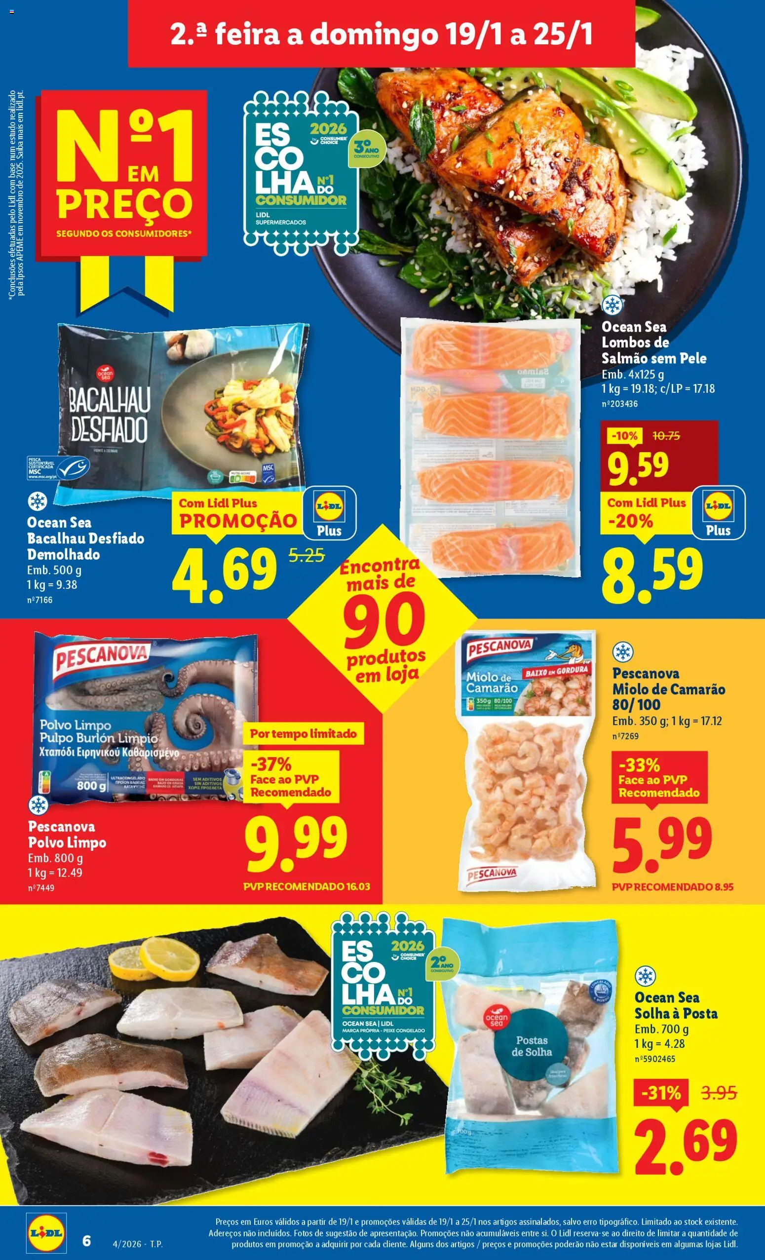 Lidl folheto │ válido de 19.01.2026 | Página: 6 | Produtos: Bacalhau, Camarão, Base, Salmão