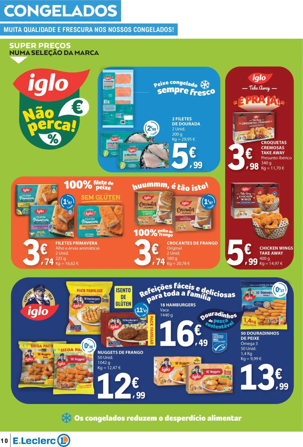 E.Leclerc - Folheto Semanal │ válido de 26.06.2025 | Página: 10 | Produtos: Nuggets de frango, Pó, Capitão iglo, Nuggets