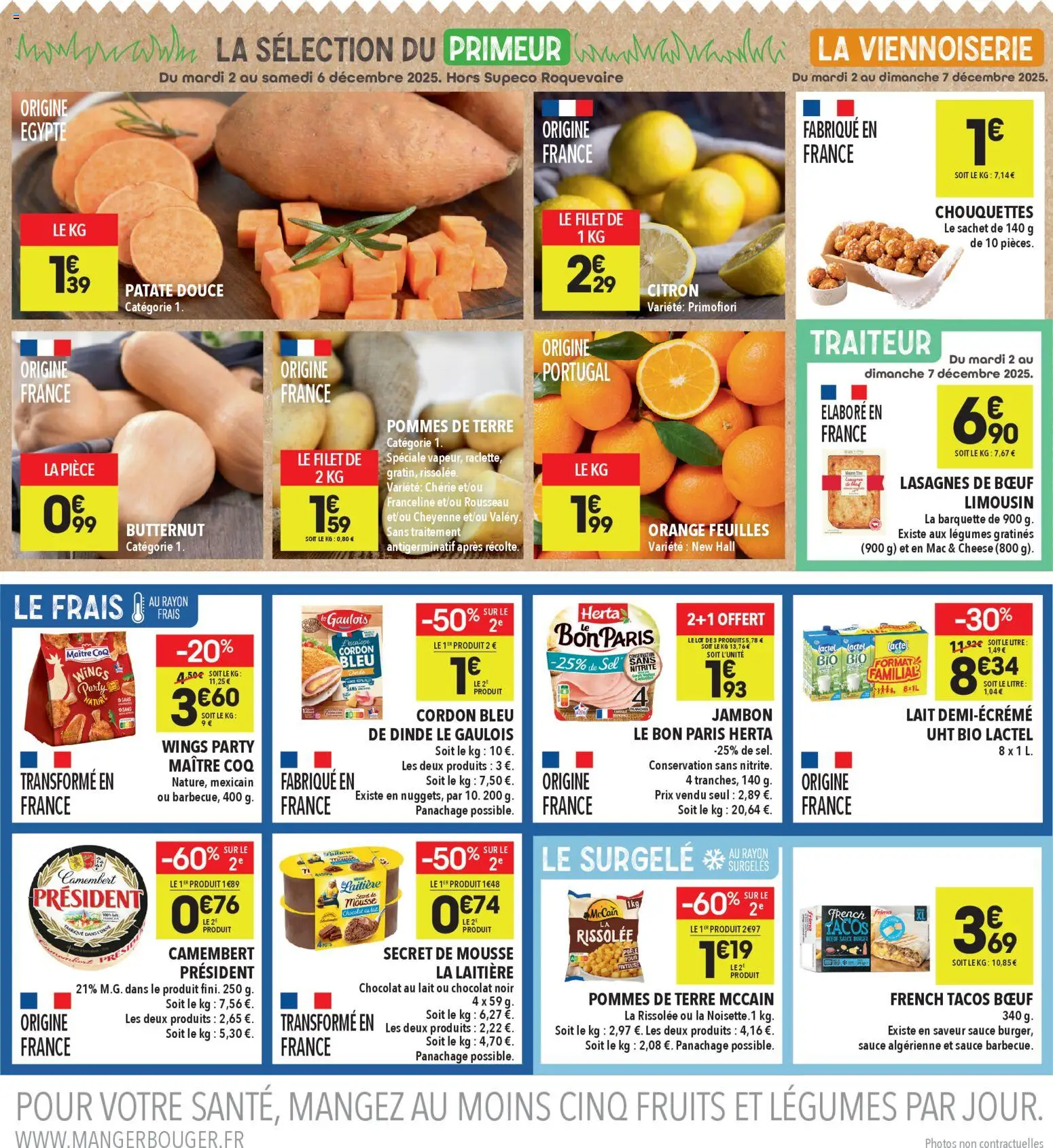 {H1} | Page: 2 | Produits: Orange, Patate douce, Lasagnes, Chocolat