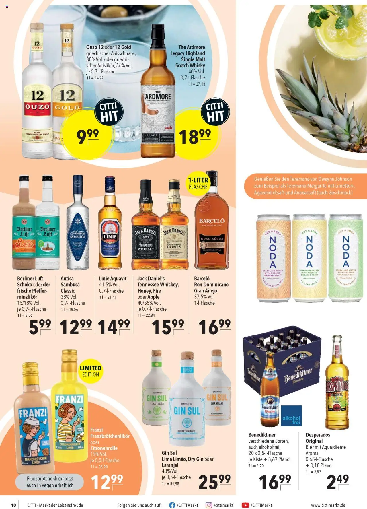 CITTI Markt Prospekt 	 - gültig ab dem 23.07.2025 | Seite: 10 | Produkte: Berliner, Ouzo 12, Jack Daniel's, Whiskey
