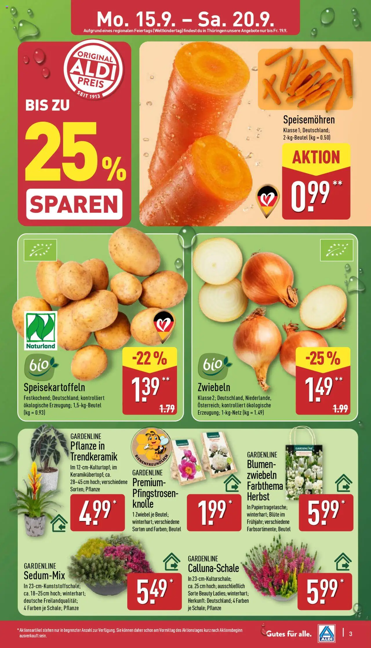 Aldi Prospekt 	 – gültig ab 15.09.2025 | Seite: 3 | Produkte: Blumen, Zwiebeln