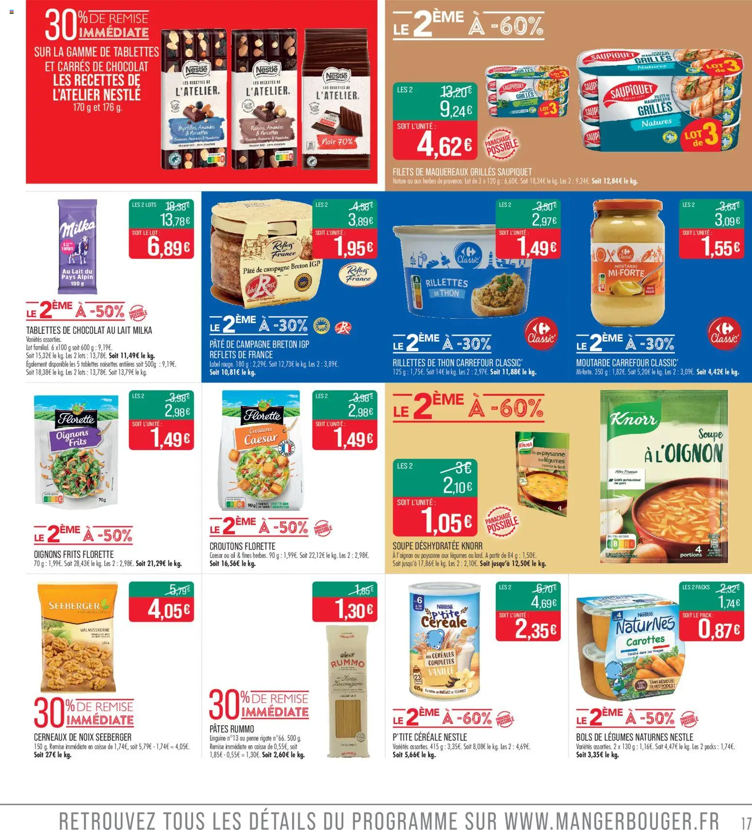 {H1} | Page: 17 | Produits: Tablettes de chocolat, Lait, Oignons, Amandes