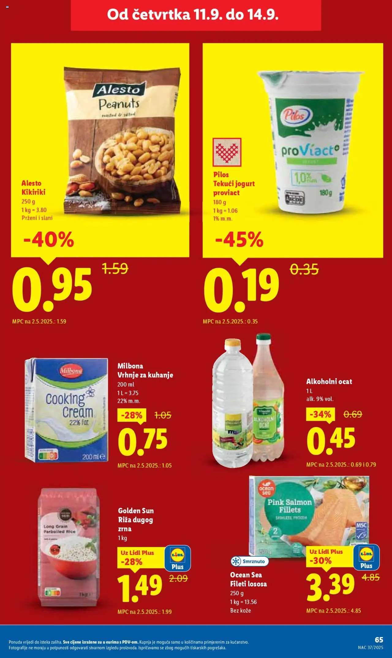 Lidl katalog | vrijedi od 08.09.2025 | Stranica: 65 | Proizvodi: Alkoholni ocat, Jogurt, Riža, Ocat