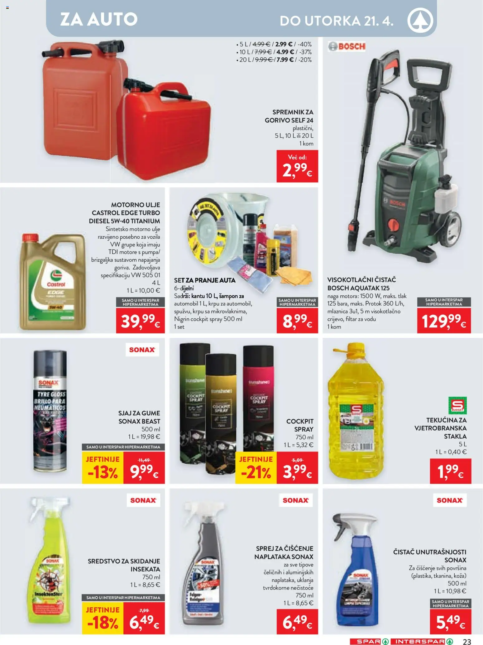 Spar katalog | vrijedi od 08.04.2026 | Stranica: 27 | Proizvodi: Motorno ulje, Šampon, Ulje, Visokotlačni čistač