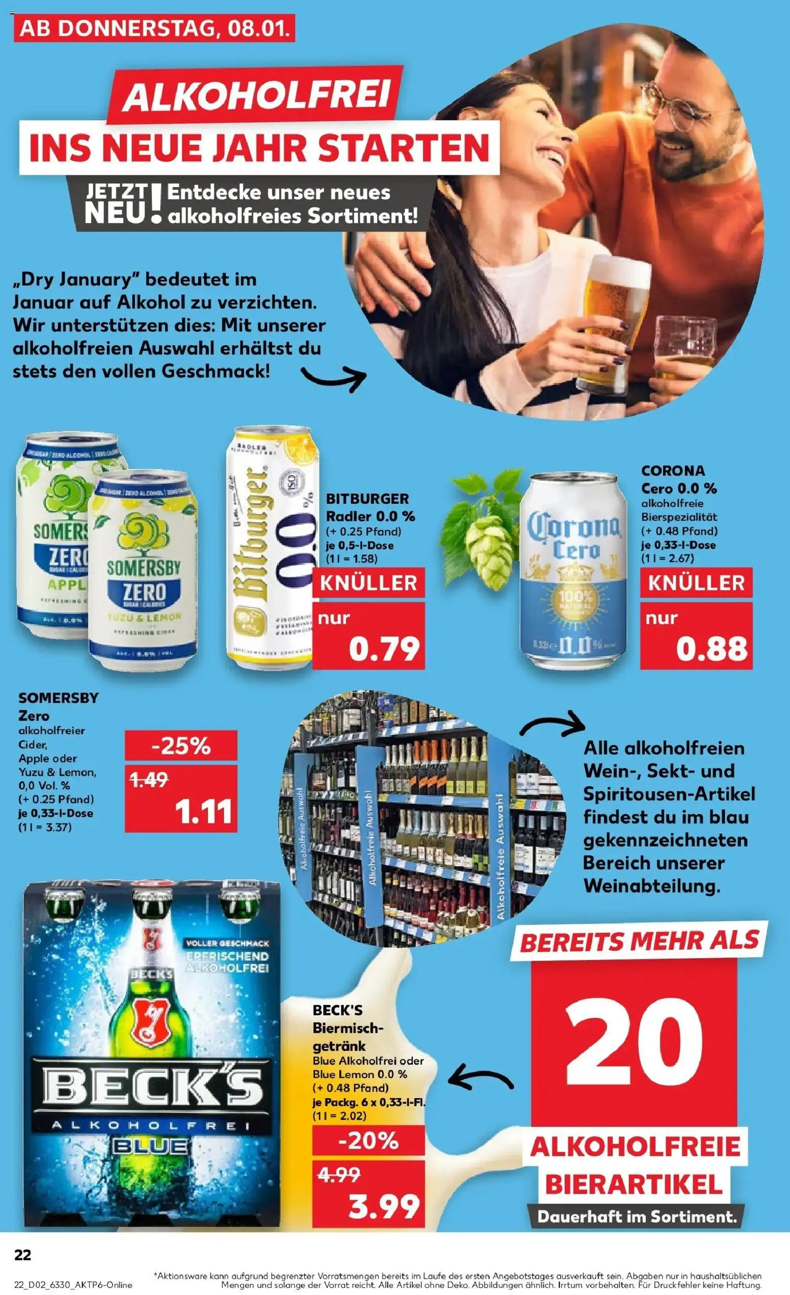 Kaufland prospekt Hamburg	 – gültig ab 08.01.2026 | Seite: 22 | Produkte: Bitburger, Sekt, Apple, Radler