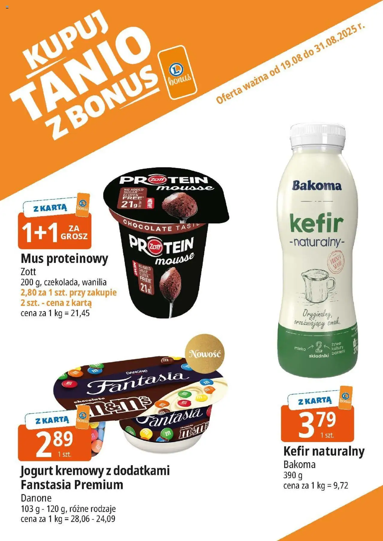 E.Leclerc Gazetka - Kupony dodatkowe od 19.08.2025 | Strona: 6 | Produkty: Karta, Kefir naturalny, Jogurt, Jogurt kremowy