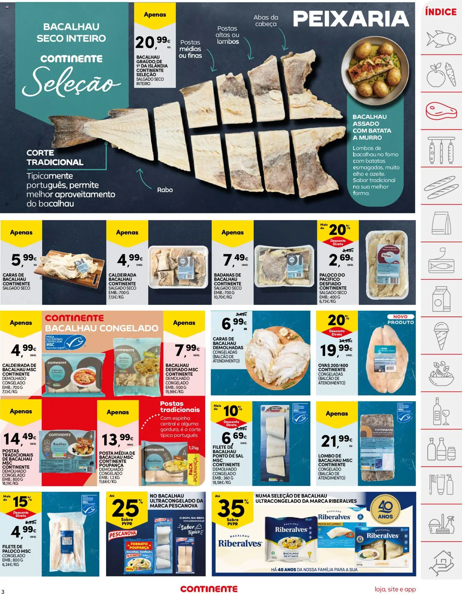 Continente folheto │ válido de 21.04.2026 | Página: 3 | Produtos: Bacalhau, Sal, Lombo, Ovos